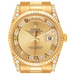 Vintage Rolex President Day Date Yellow Gold Myriad Dial Diamond Lugs Watch 118338