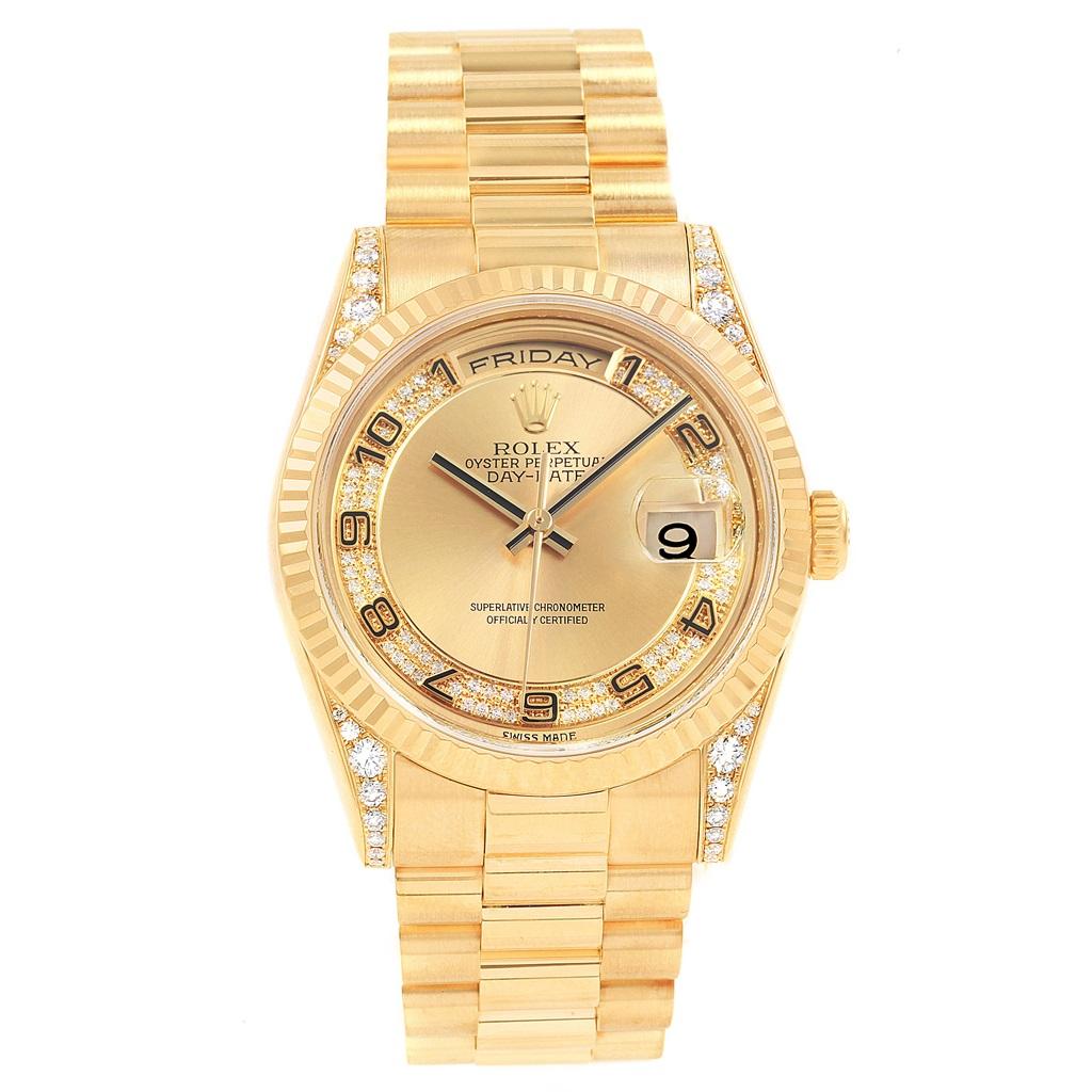 Rolex President Day-Date Yellow Gold Myriad Diamond Men's Watch 118388 For Sale 3