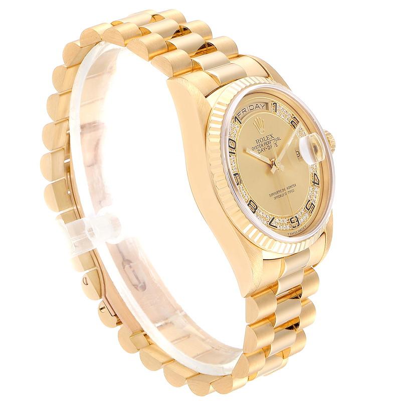 Rolex President Day-Date Yellow Gold Myriad Diamond Men's Watch 18238 Box Papers In Excellent Condition In Atlanta, GA