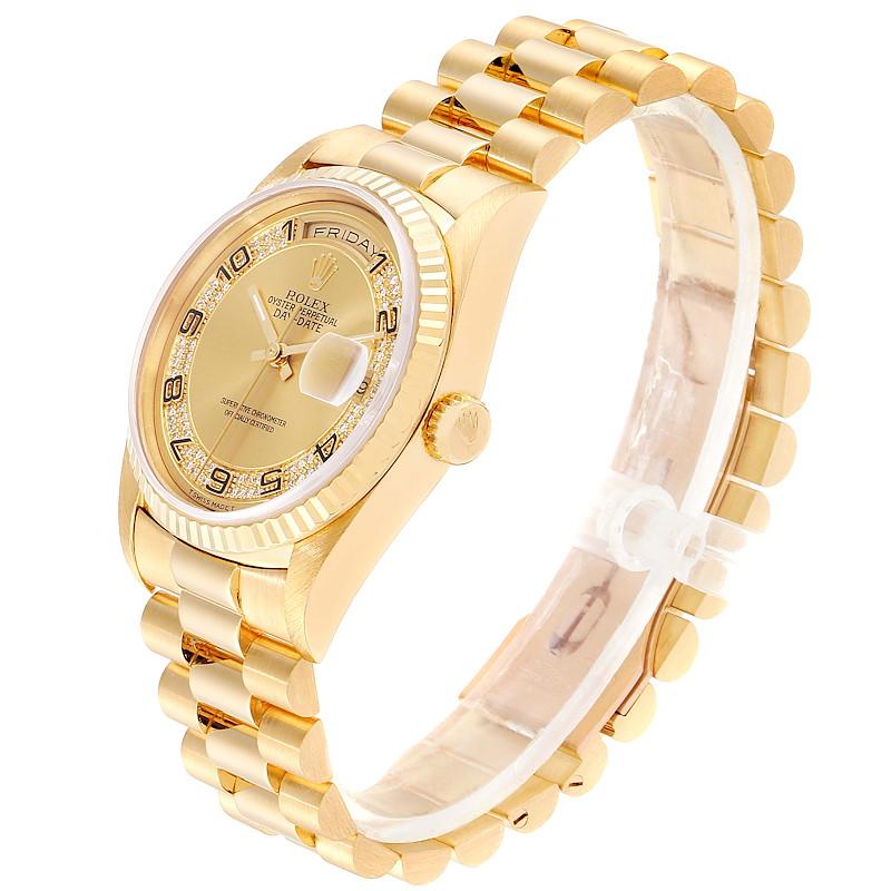 Rolex President Day-Date Yellow Gold Myriad Diamond Men's Watch 18238 Box Papers 1