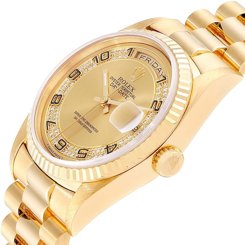 Rolex President Day-Date Yellow Gold Myriad Diamond Men's Watch 18238 Box Papers 2