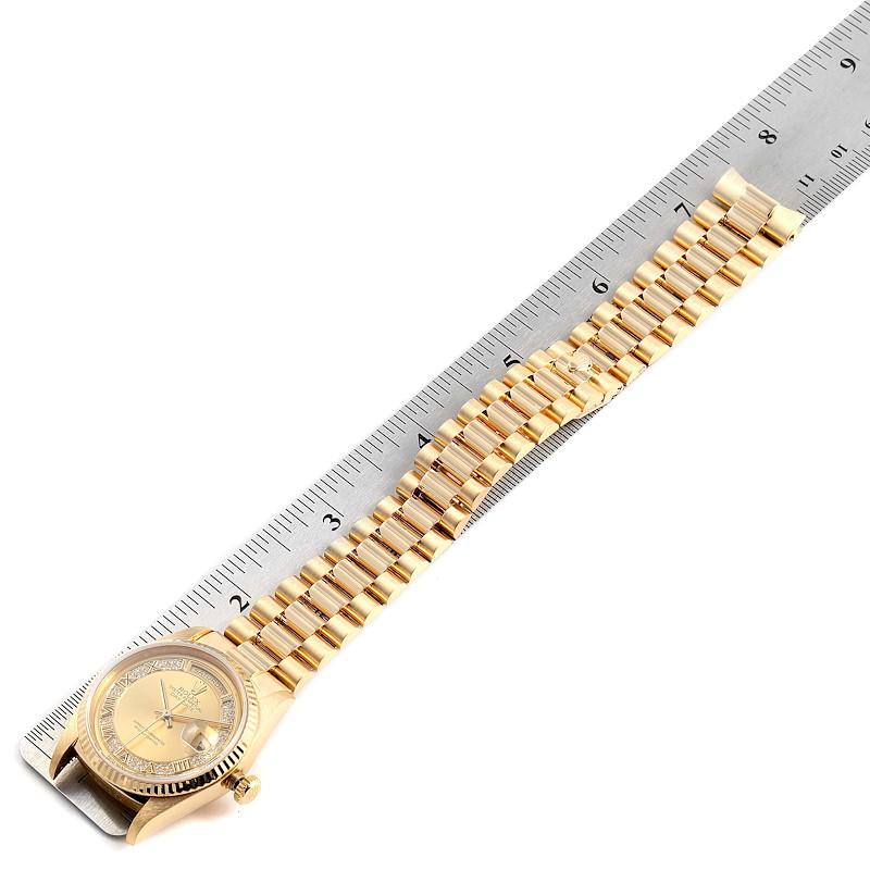 Rolex President Day-Date Yellow Gold Myriad Diamond Men's Watch 18238 For Sale 6