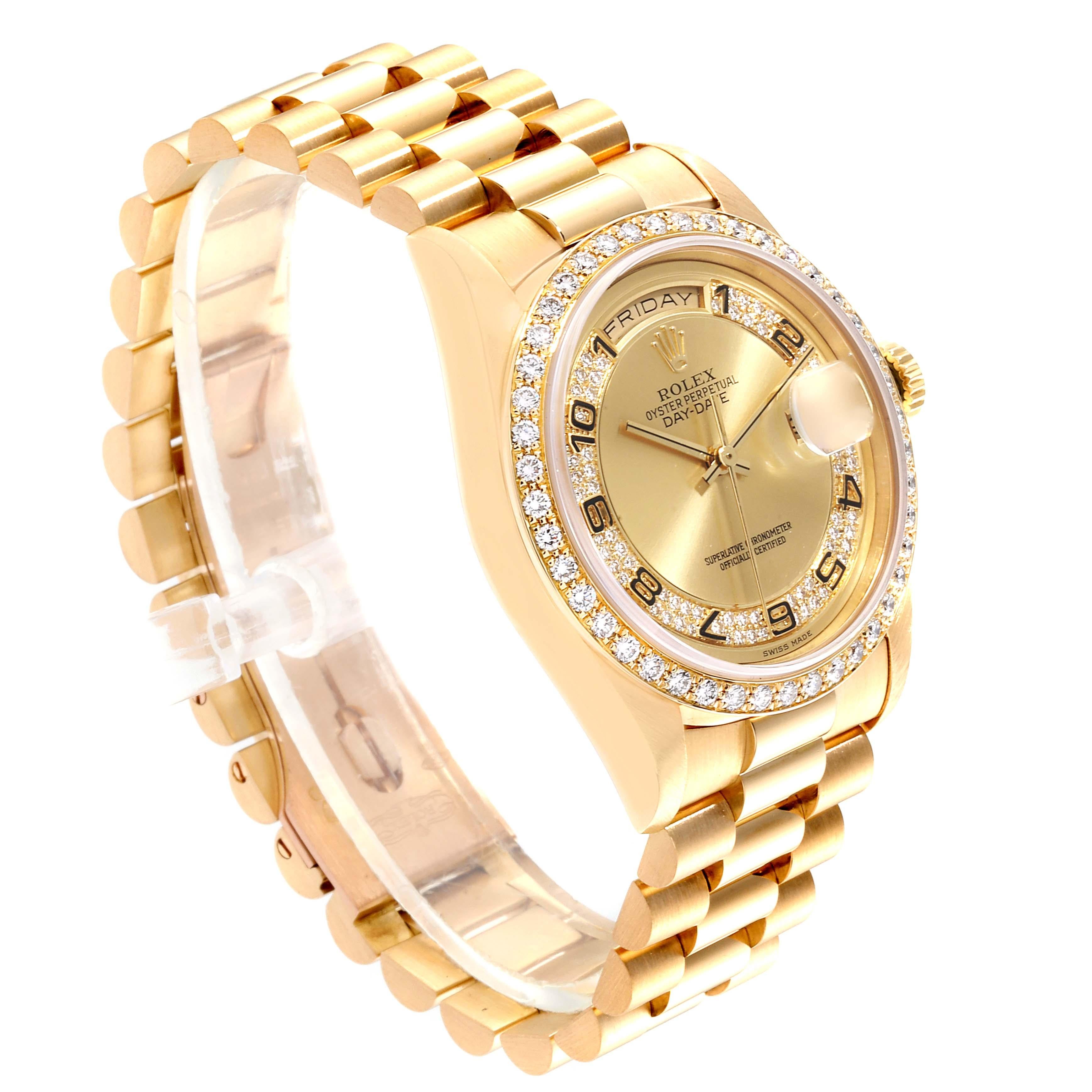 Rolex Montre President Day-Date en or jaune avec myriade de diamants pour hommes 18238 Excellent état - En vente à Atlanta, GA