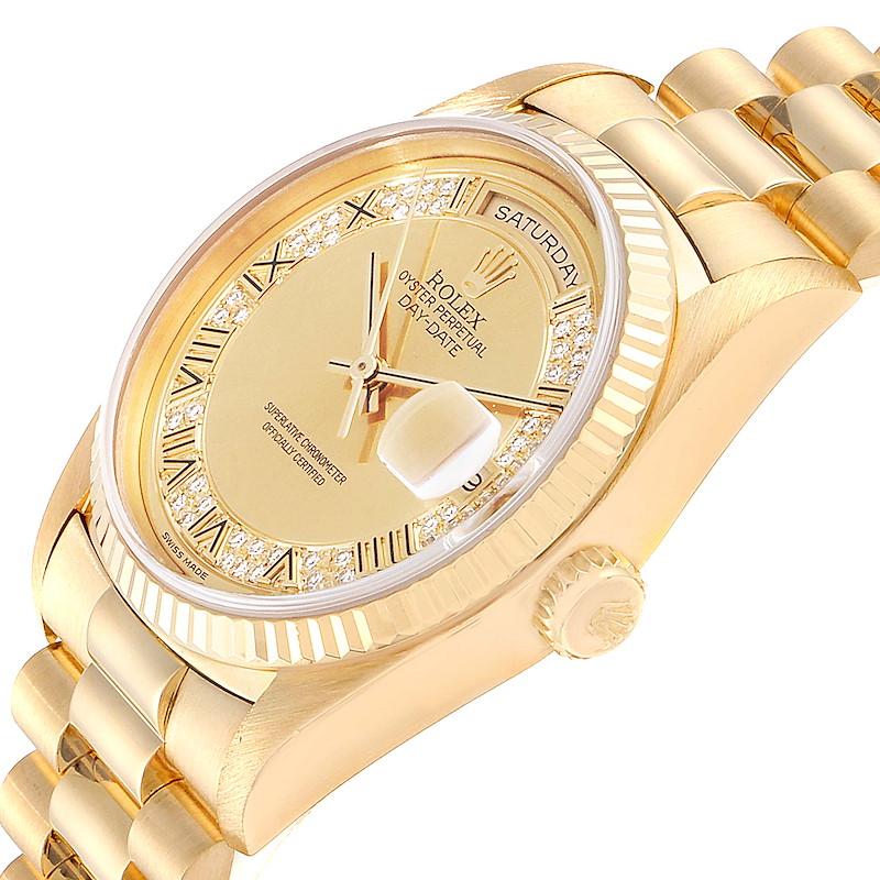 Rolex President Day-Date Yellow Gold Myriad Diamond Men's Watch 18238 For Sale 1