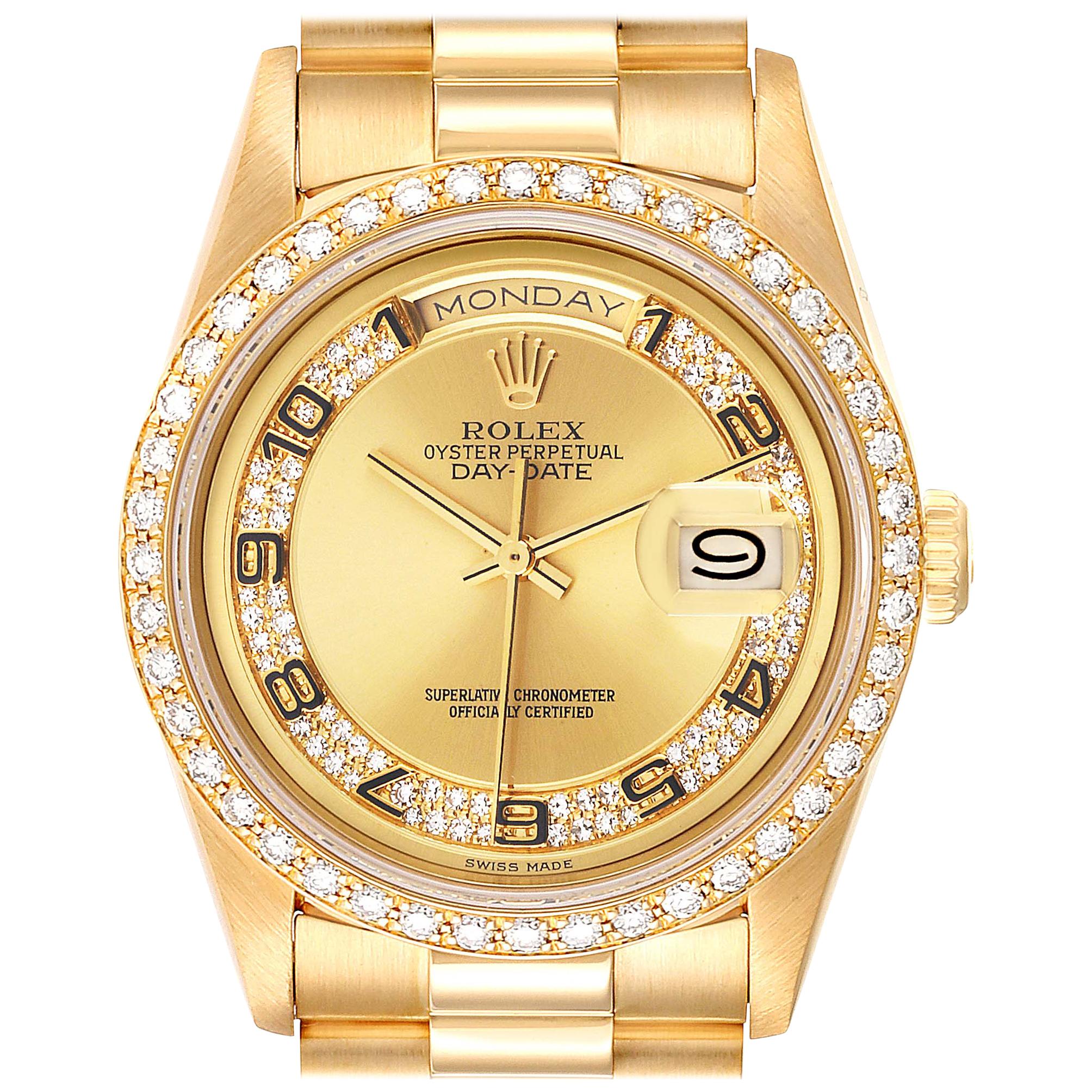 Rolex Montre President Day-Date en or jaune avec myriade de diamants pour hommes 18238 en vente
