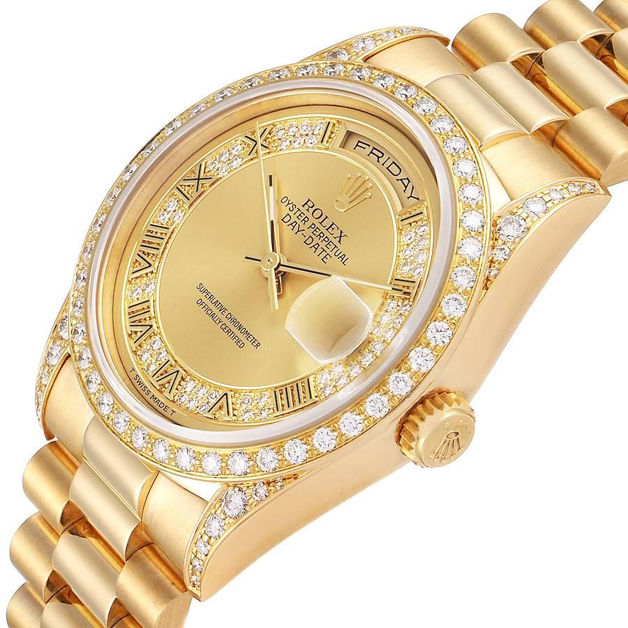 Rolex President Day-Date Yellow Gold Myriad Diamond Men's Watch 18388 2