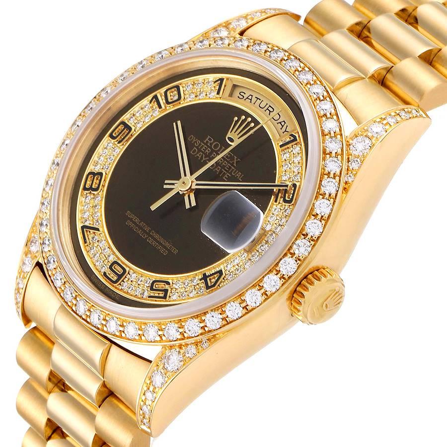 Rolex President Day-Date Yellow Gold Myriad Diamond Men's Watch 18388 For Sale 2