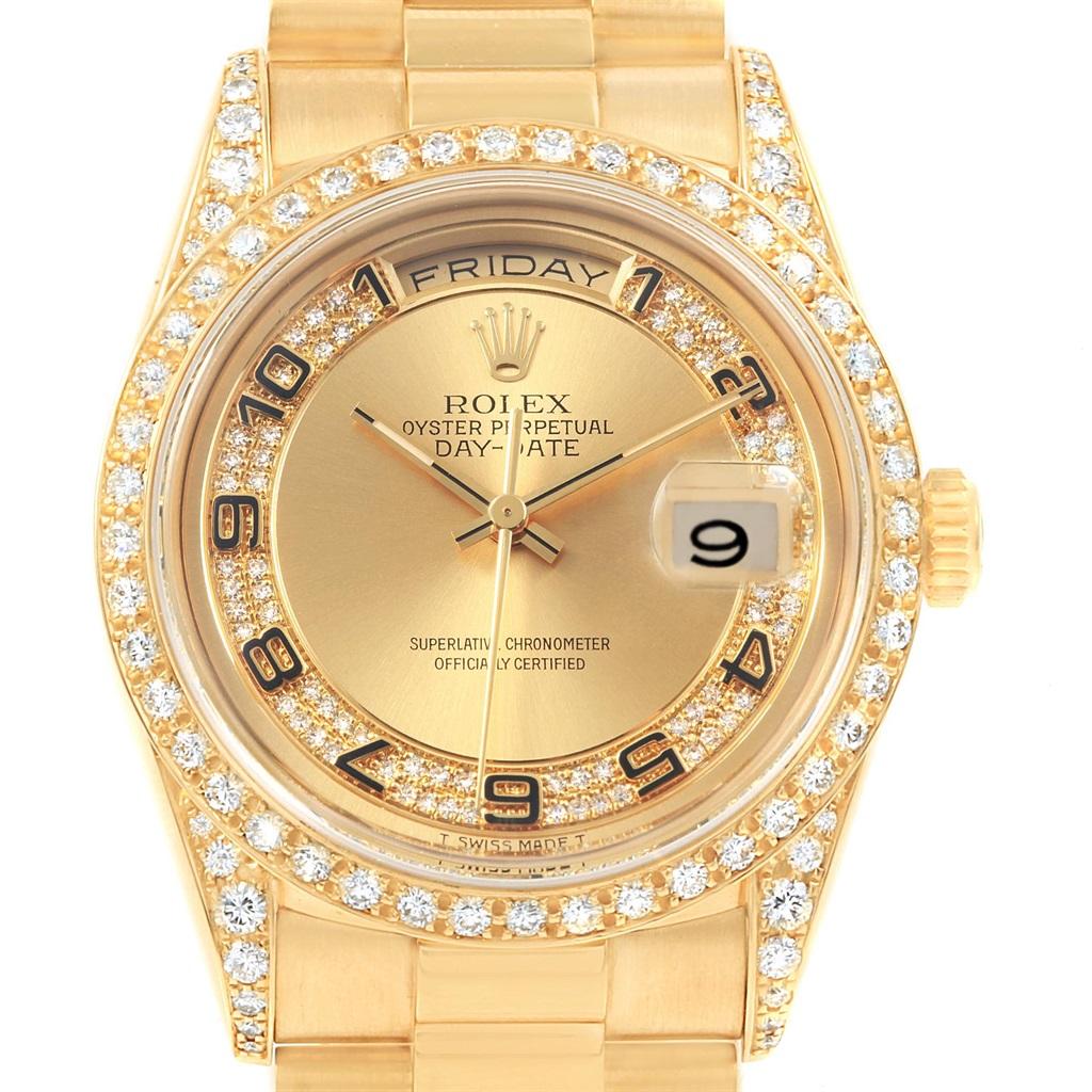 Rolex President Day-Date Yellow Gold Myriad Diamond Men’s Watch 18388 2