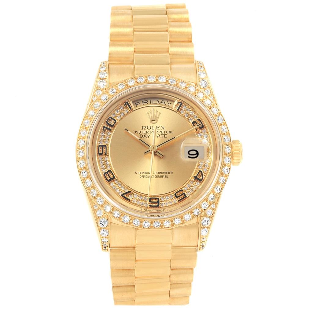 Rolex President Day-Date Yellow Gold Myriad Diamond Men’s Watch 18388 4