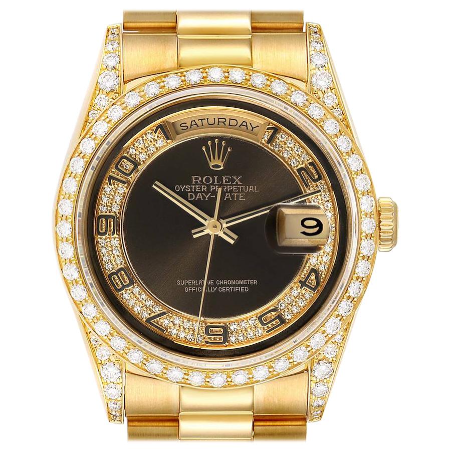 Rolex President Day-Date Yellow Gold Myriad Diamond Men's Watch 18388 For Sale