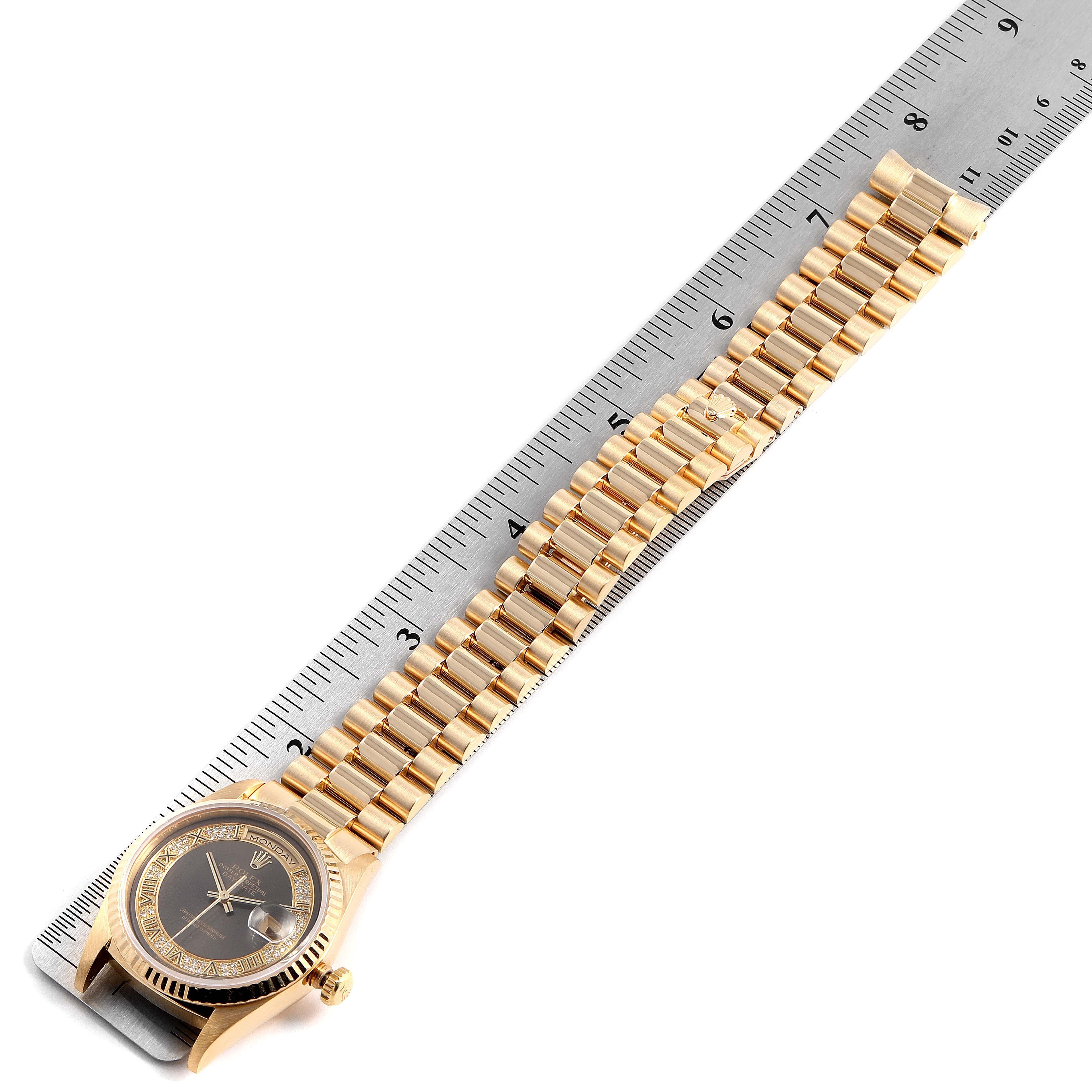 Rolex President Day-Date Yellow Gold Myriad Diamonds Men's Watch 18238 6