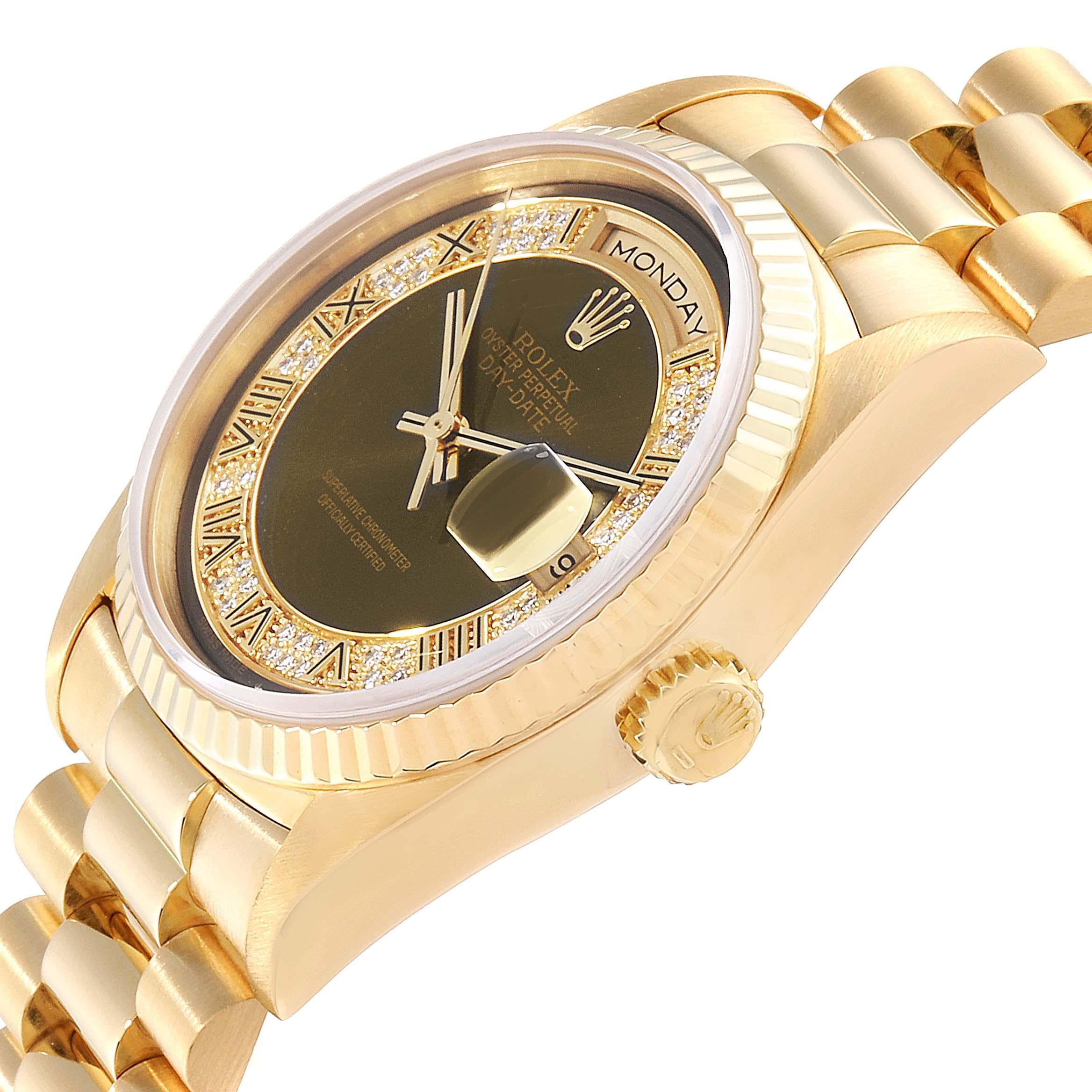 Rolex President Day-Date Yellow Gold Myriad Diamonds Men's Watch 18238 1