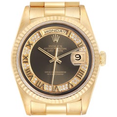 Rolex President Day-Date Yellow Gold Myriad Diamonds Men's Watch 18238