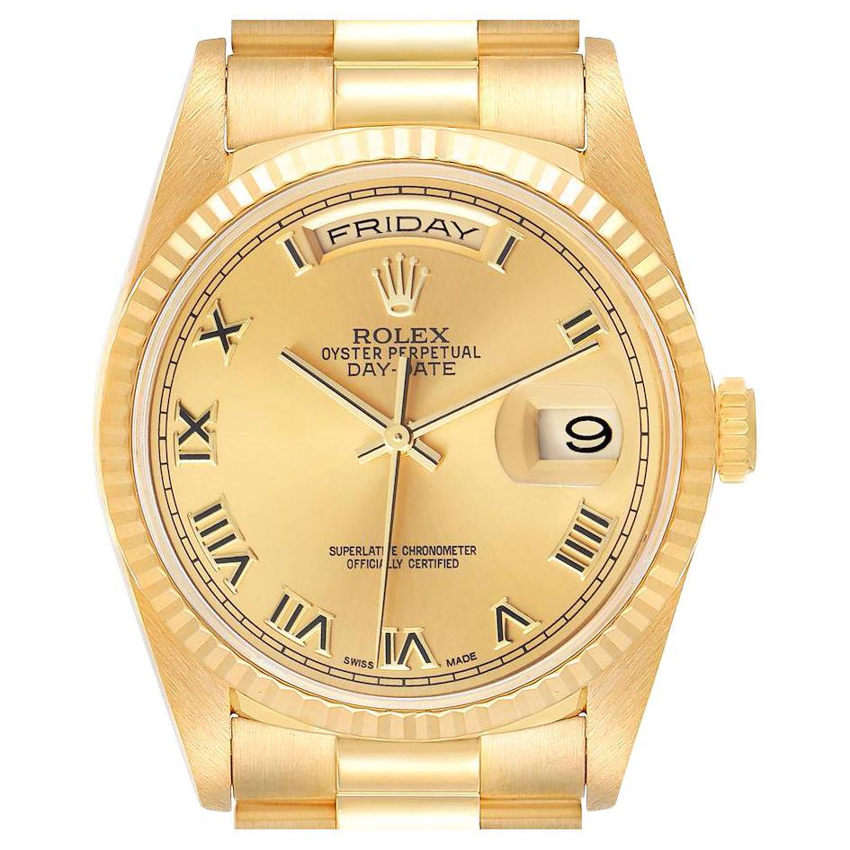 Rolex Day-Date II President Yellow Gold Black Wave Dial Face Watch ...