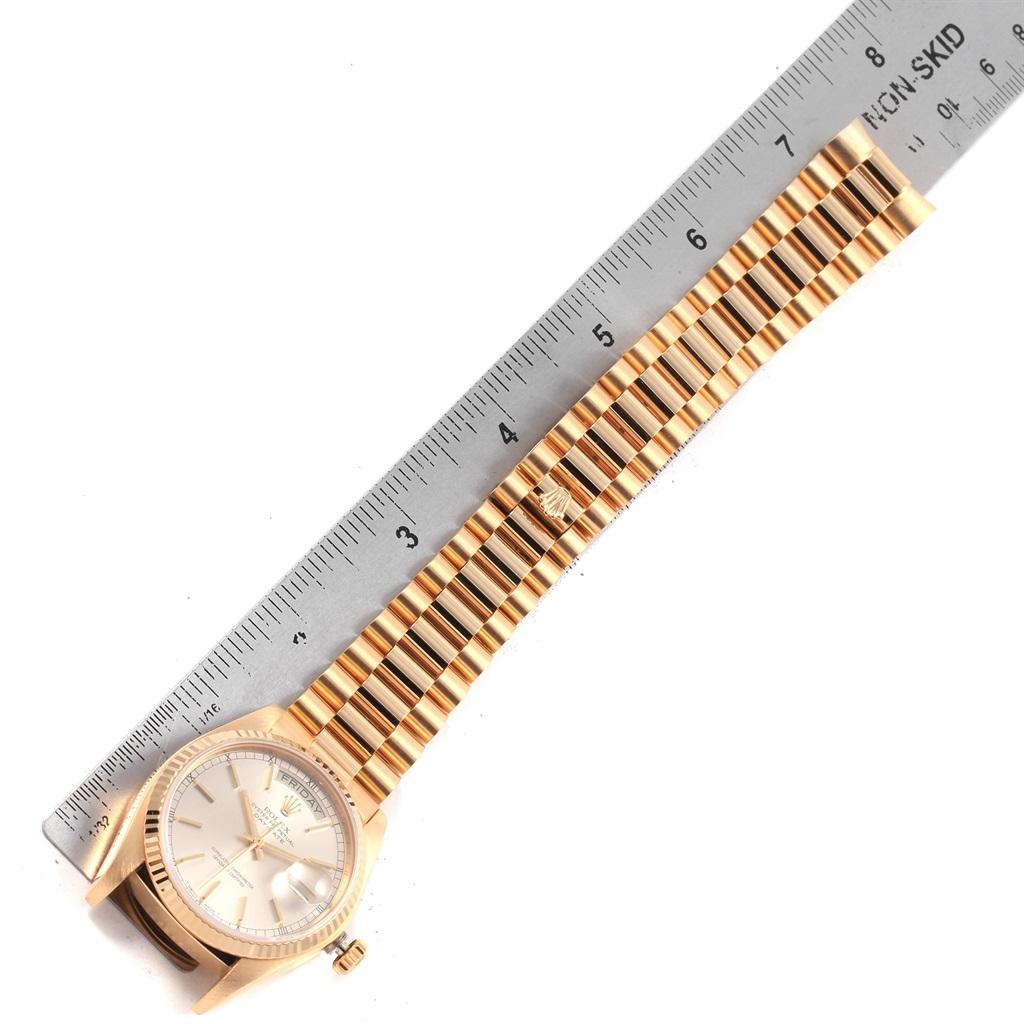 Rolex President Day-Date Yellow Gold Silver Dial Men's Watch 18038 For Sale 9