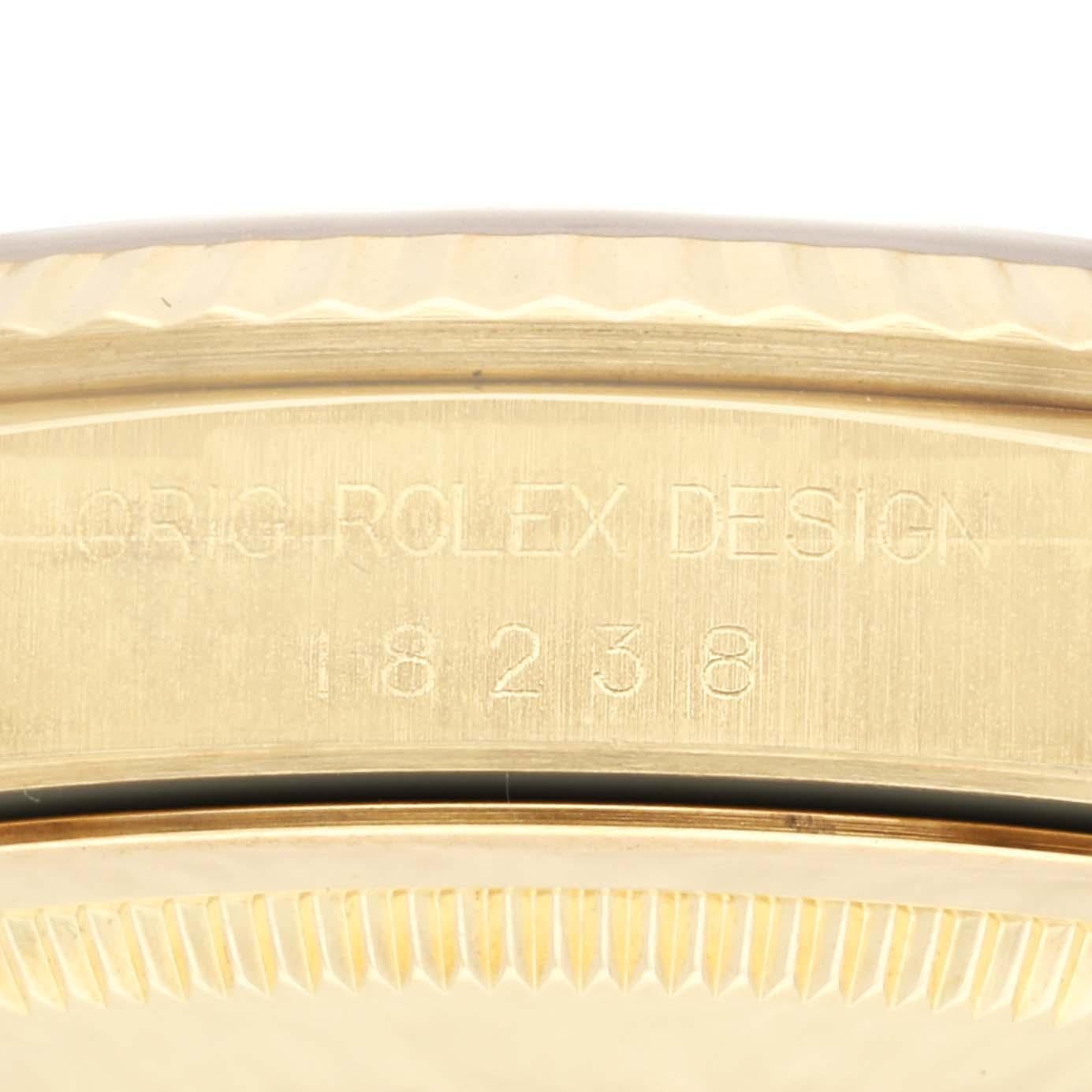 Rolex President Day-Date Yellow Gold Silver Dial Mens Watch 18238 In Excellent Condition In Atlanta, GA
