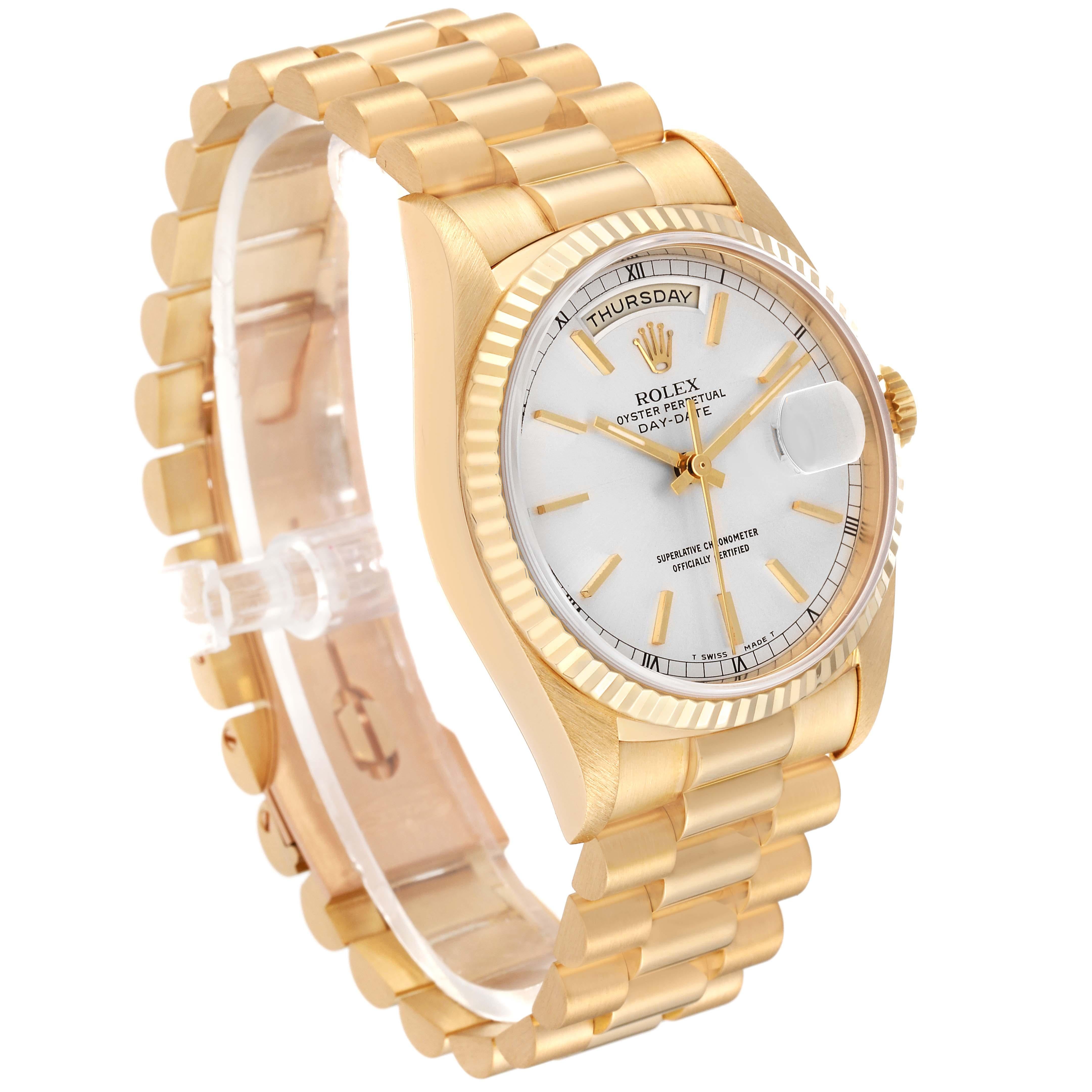 Rolex President Day-Date Yellow Gold Silver Dial Mens Watch 18238 5