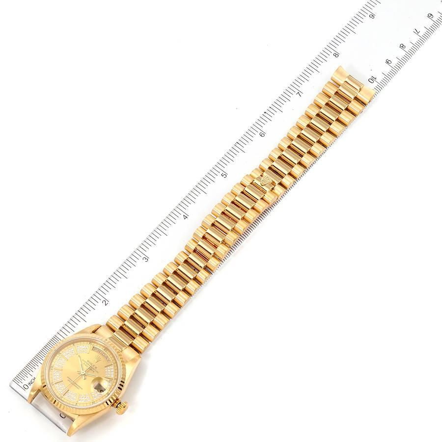 Rolex President Day-Date Yellow Gold String Diamond Dial Men's Watch 18238 7