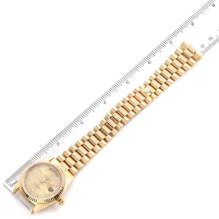 Rolex President Day-Date Yellow Gold String Diamond Dial Mens Watch 18238 For Sale 6
