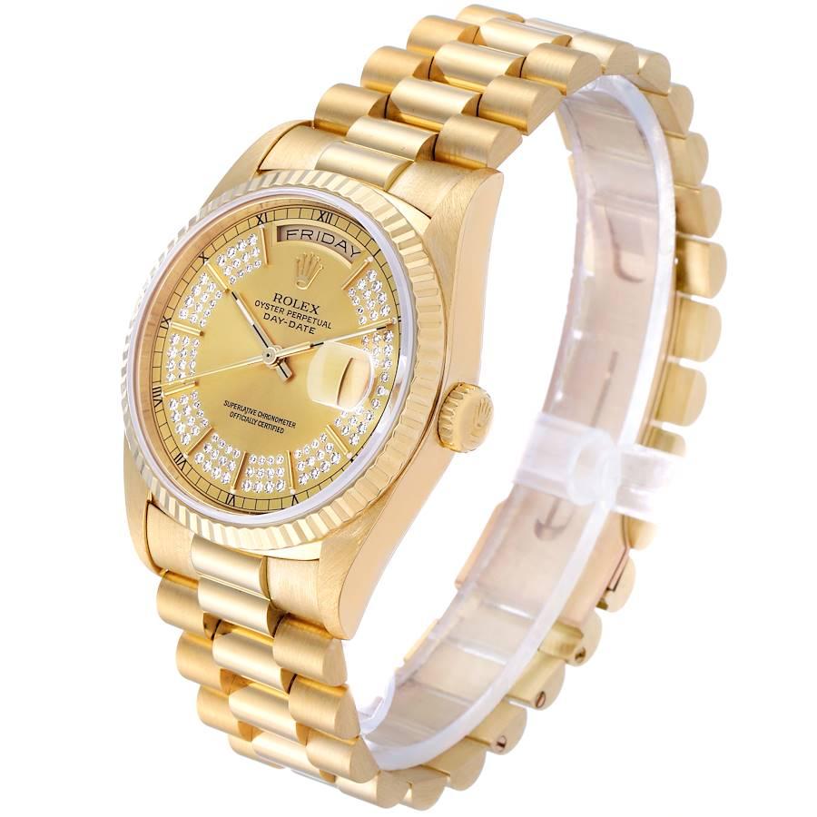 Rolex President Day-Date Yellow Gold String Diamond Dial Men's Watch 18238 1