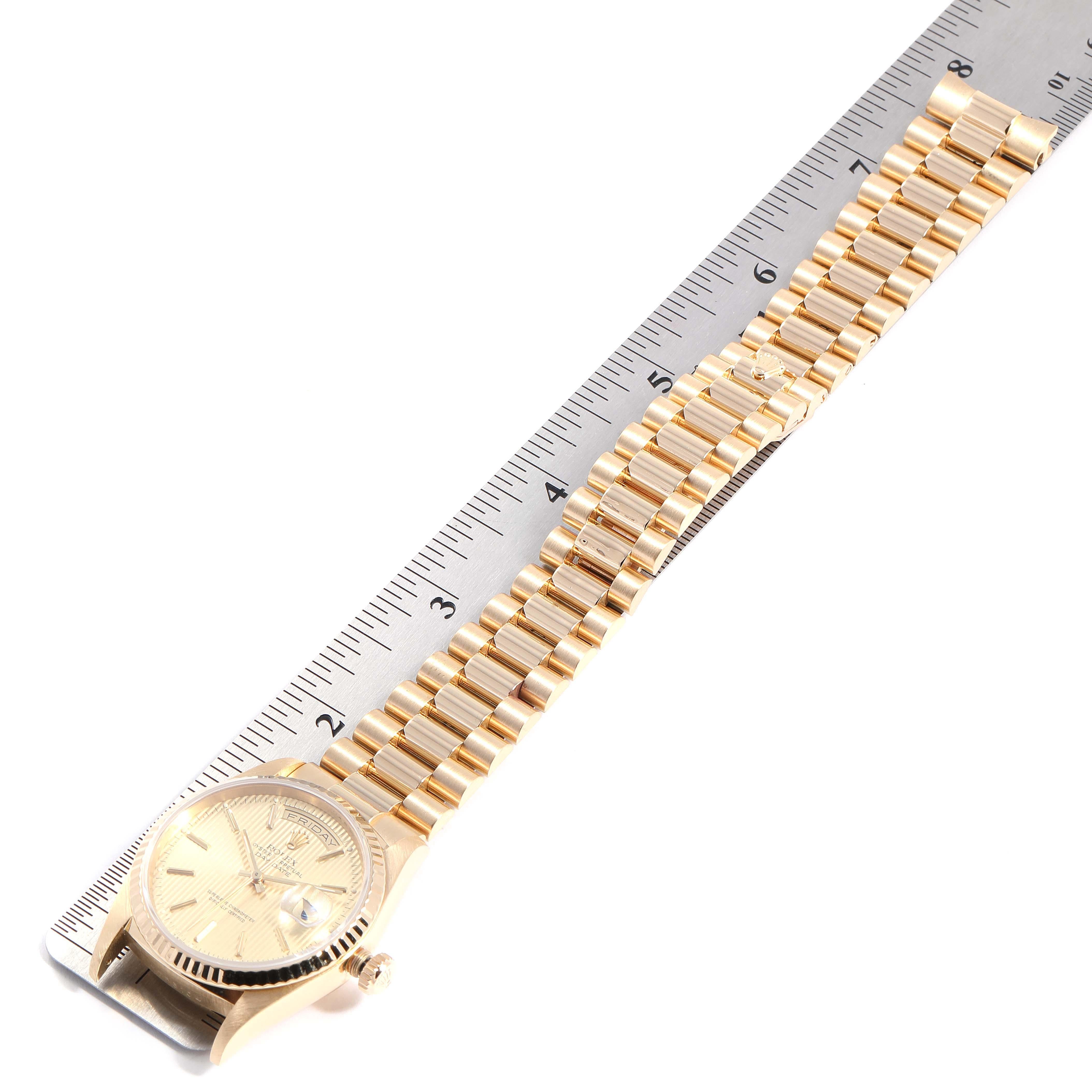 Rolex President Day-Date Yellow Gold Tapestry Dial Men's Watch 18238 For Sale 7