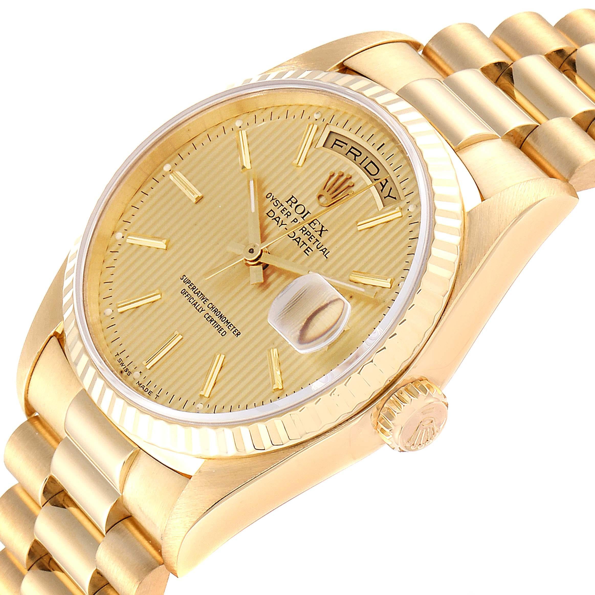 Rolex President Day-Date Yellow Gold Tapestry Dial Men's Watch 18238 For Sale 2