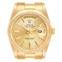 Rolex President Day-Date Yellow Gold Tapestry Dial Mens Watch 18238