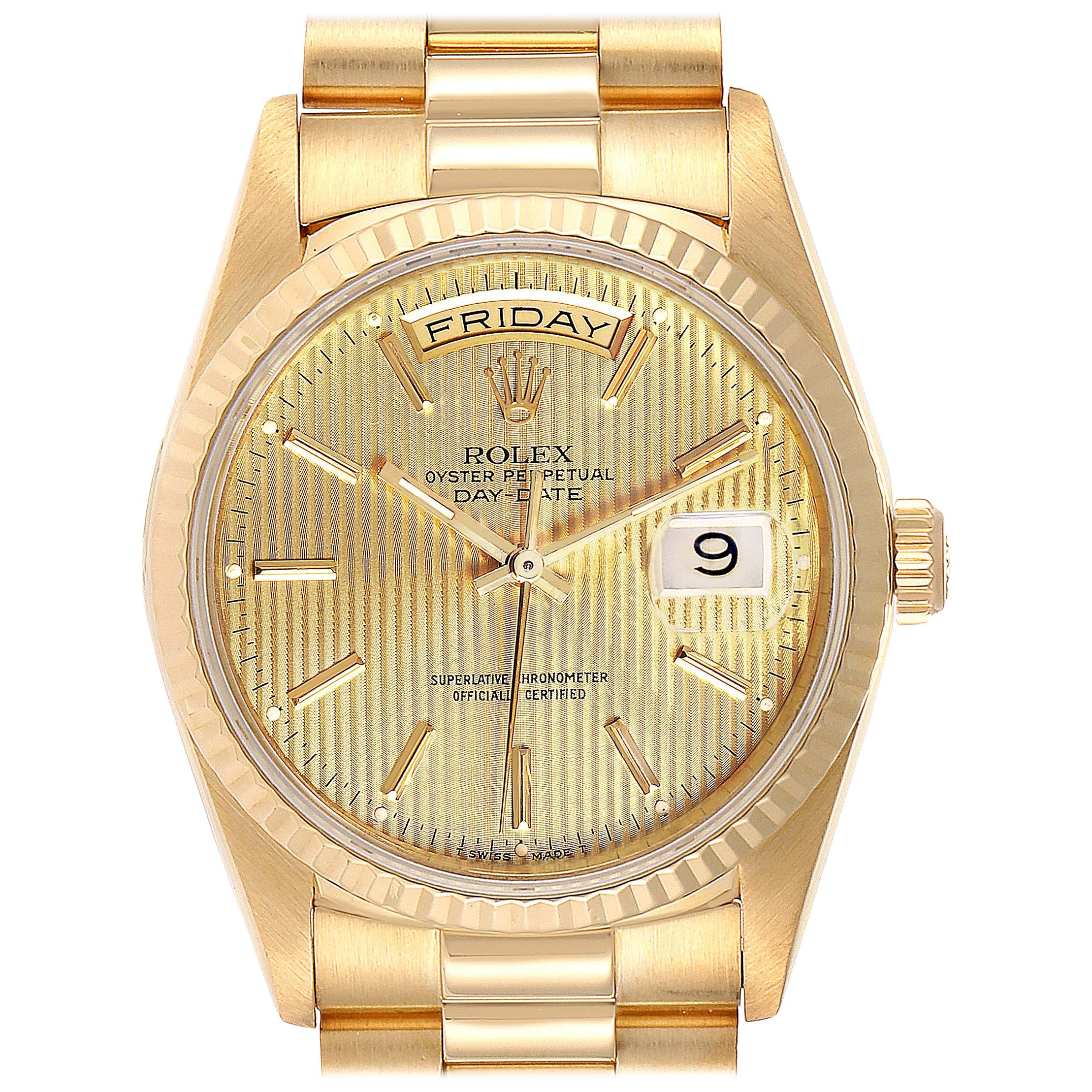 Rolex President Day-Date Yellow Gold Tapestry Dial Men's Watch 18238 For Sale