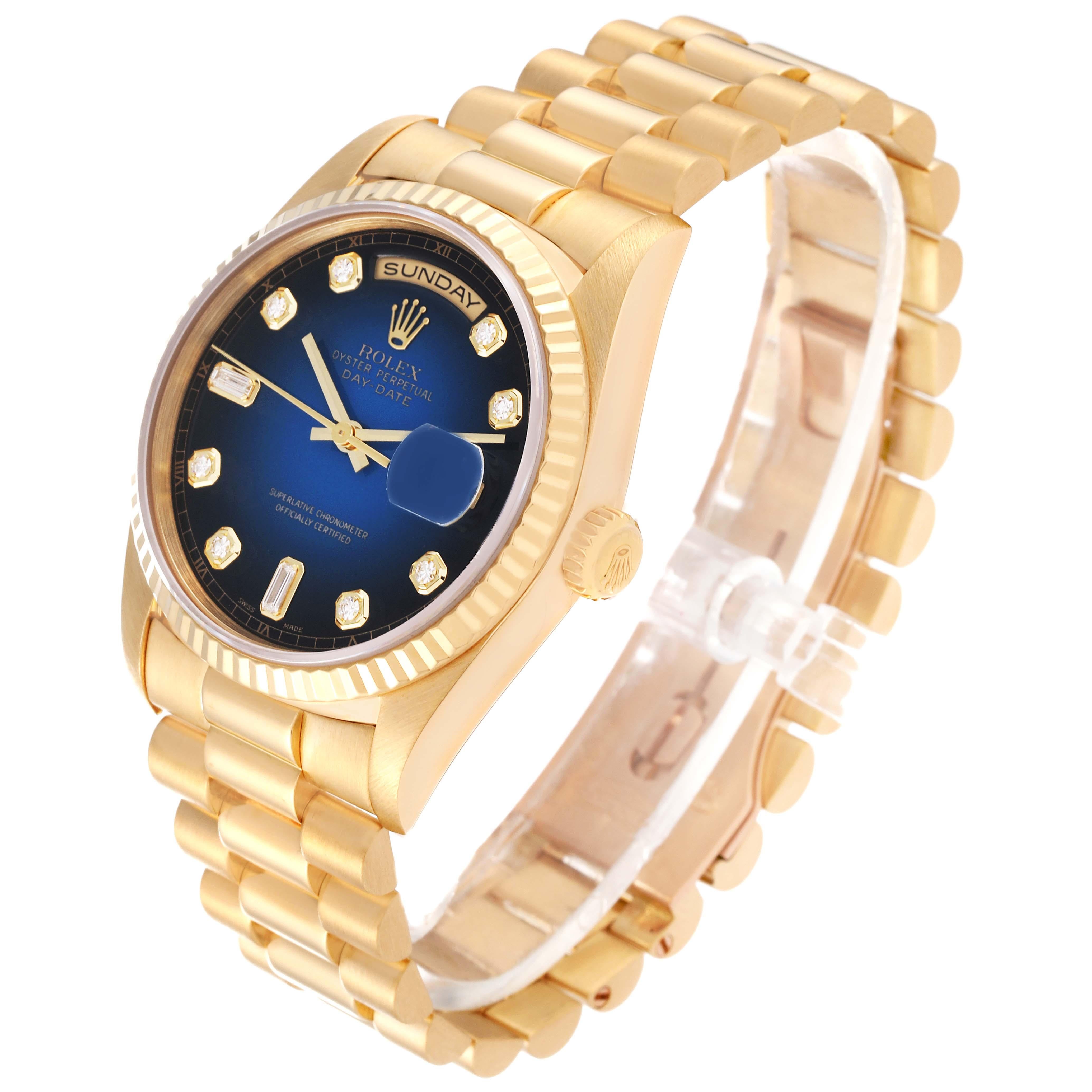 Rolex President Day-Date Yellow Gold Vignette Diamond Dial Mens Watch 18238 For Sale 3