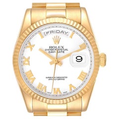 Rolex President Day-Date Yellow Gold White Dial Mens Watch 118238 Box Papers