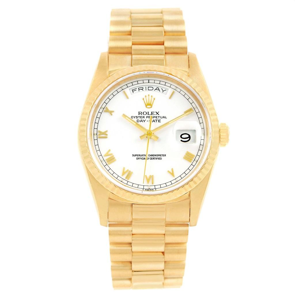 Rolex President Day-Date Yellow Gold White Dial Men’s Watch 18238 For Sale 6