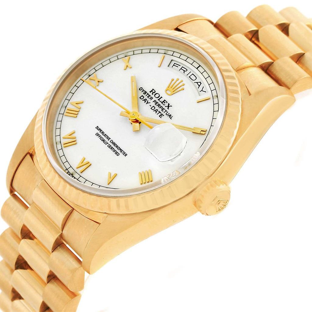 Men's Rolex President Day-Date Yellow Gold White Dial Men’s Watch 18238 For Sale