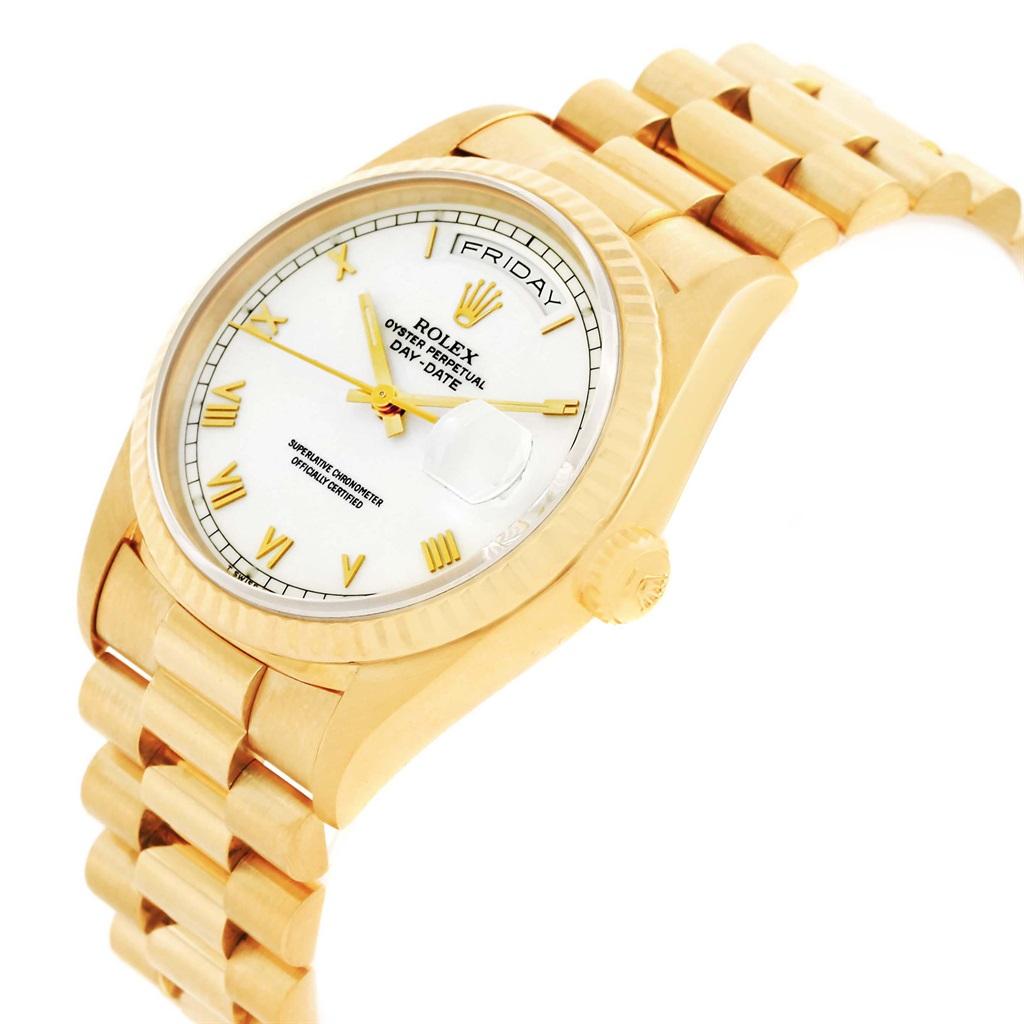 Rolex President Day-Date Yellow Gold White Dial Men’s Watch 18238 For Sale 4