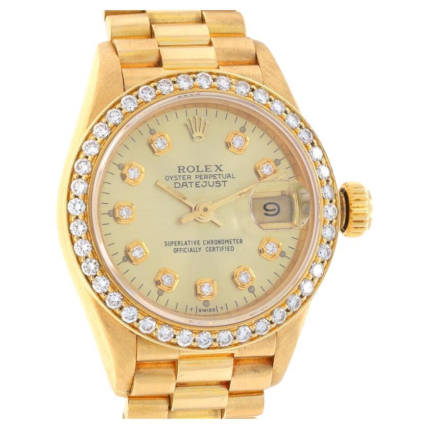 Rolex President Diamond Ladies Wristwatch 69178 Yellow Gold 18k Auto 1 Yr Wnty For Sale