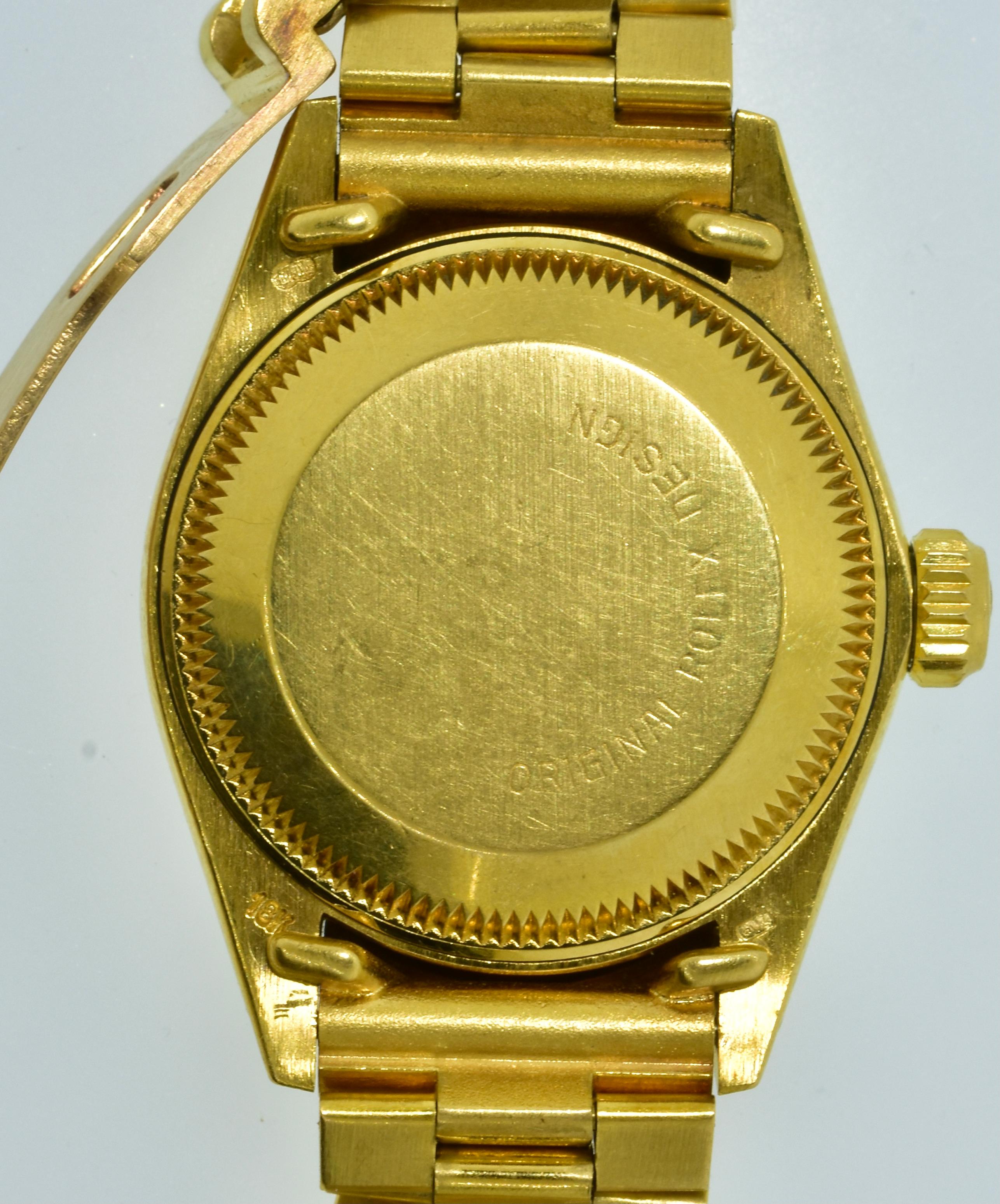 Rolex President L8 Yellow Gold Ladies Oyster Perpetual Datejust Wristwatch, 1982 In Excellent Condition In Aspen, CO