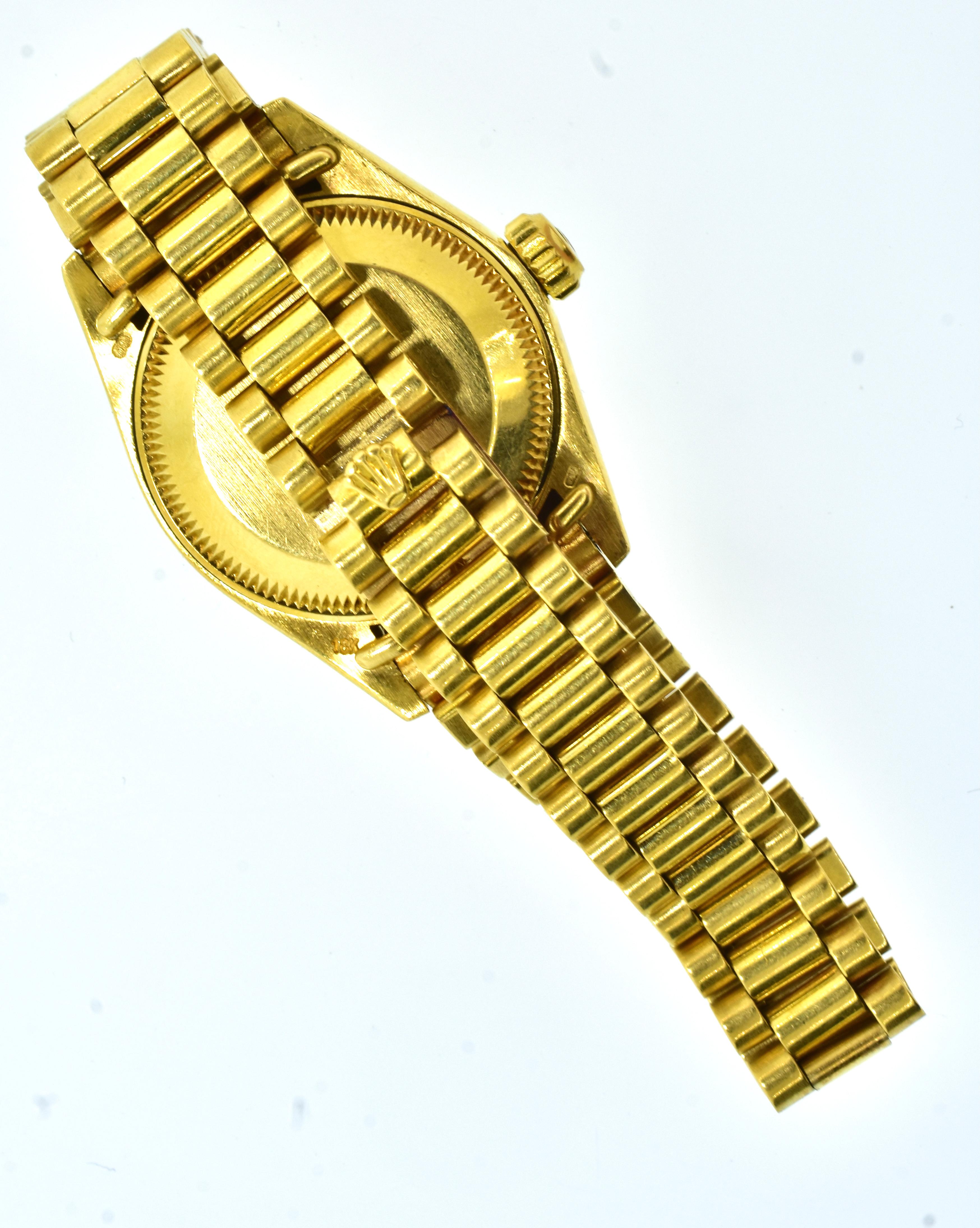Women's or Men's Rolex President L8 Yellow Gold Ladies Oyster Perpetual Datejust Wristwatch, 1982