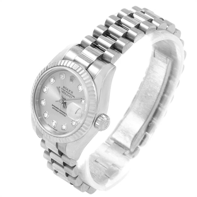 Rolex President Ladies 18 Karat White Gold Diamond Ladies Watch 179179