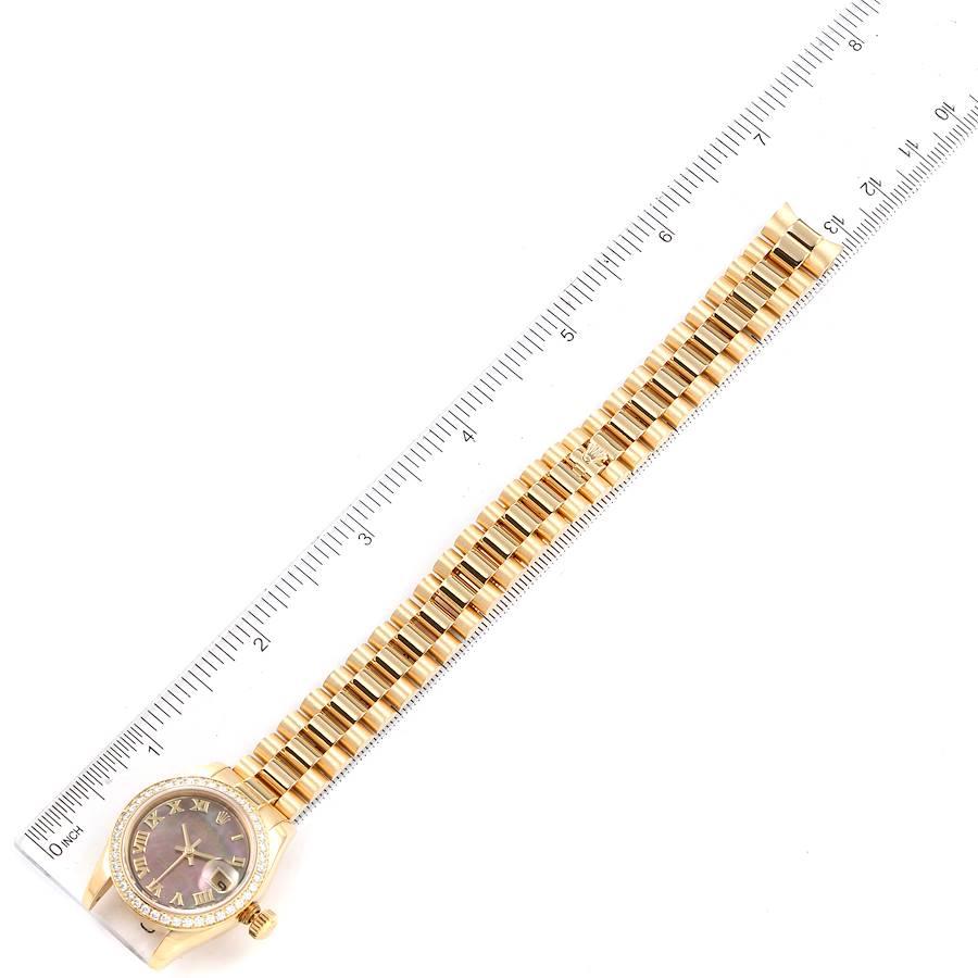 Rolex President Ladies 18k Yellow Gold MOP Diamond Watch 179138 Box Papers For Sale 3