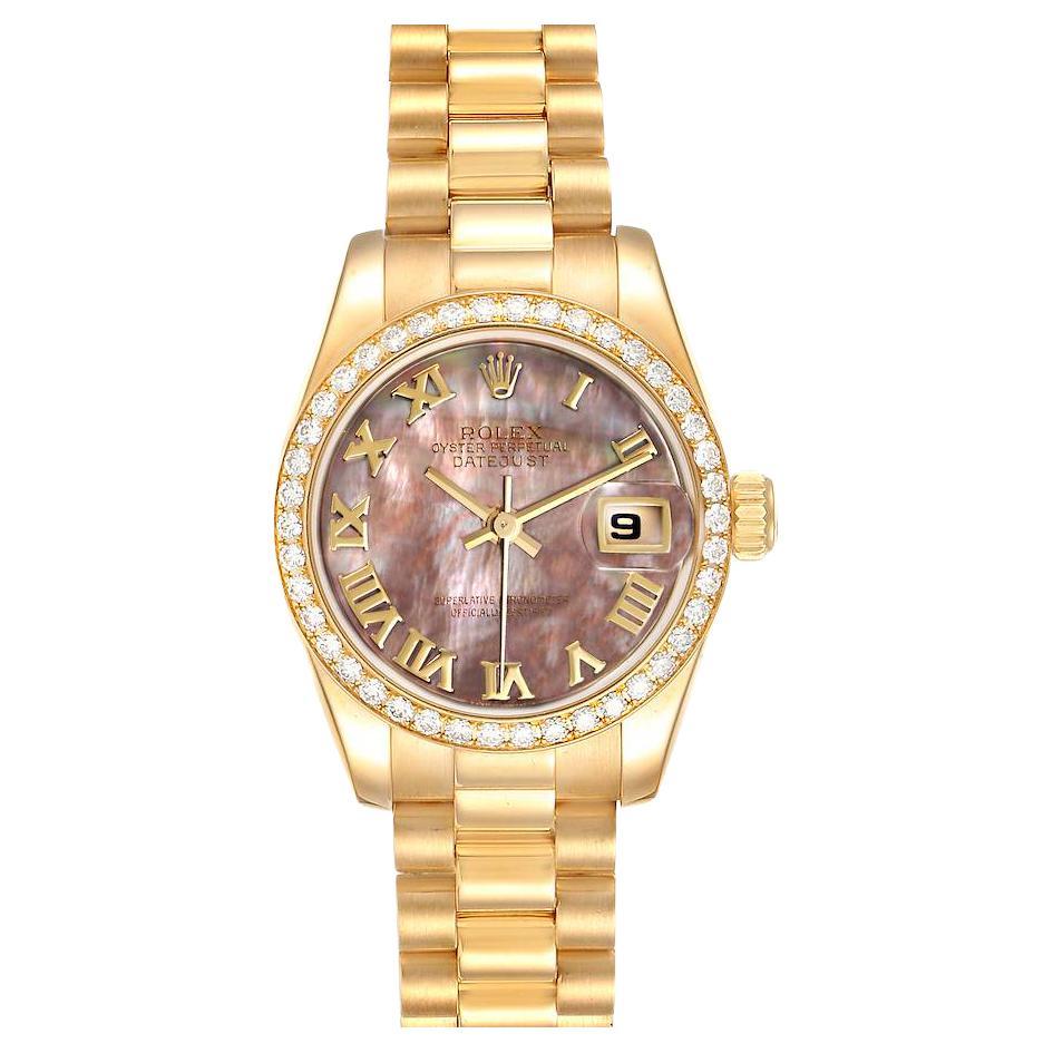 Rolex President Ladies 18k Yellow Gold MOP Diamond Watch 179138 Box Papers