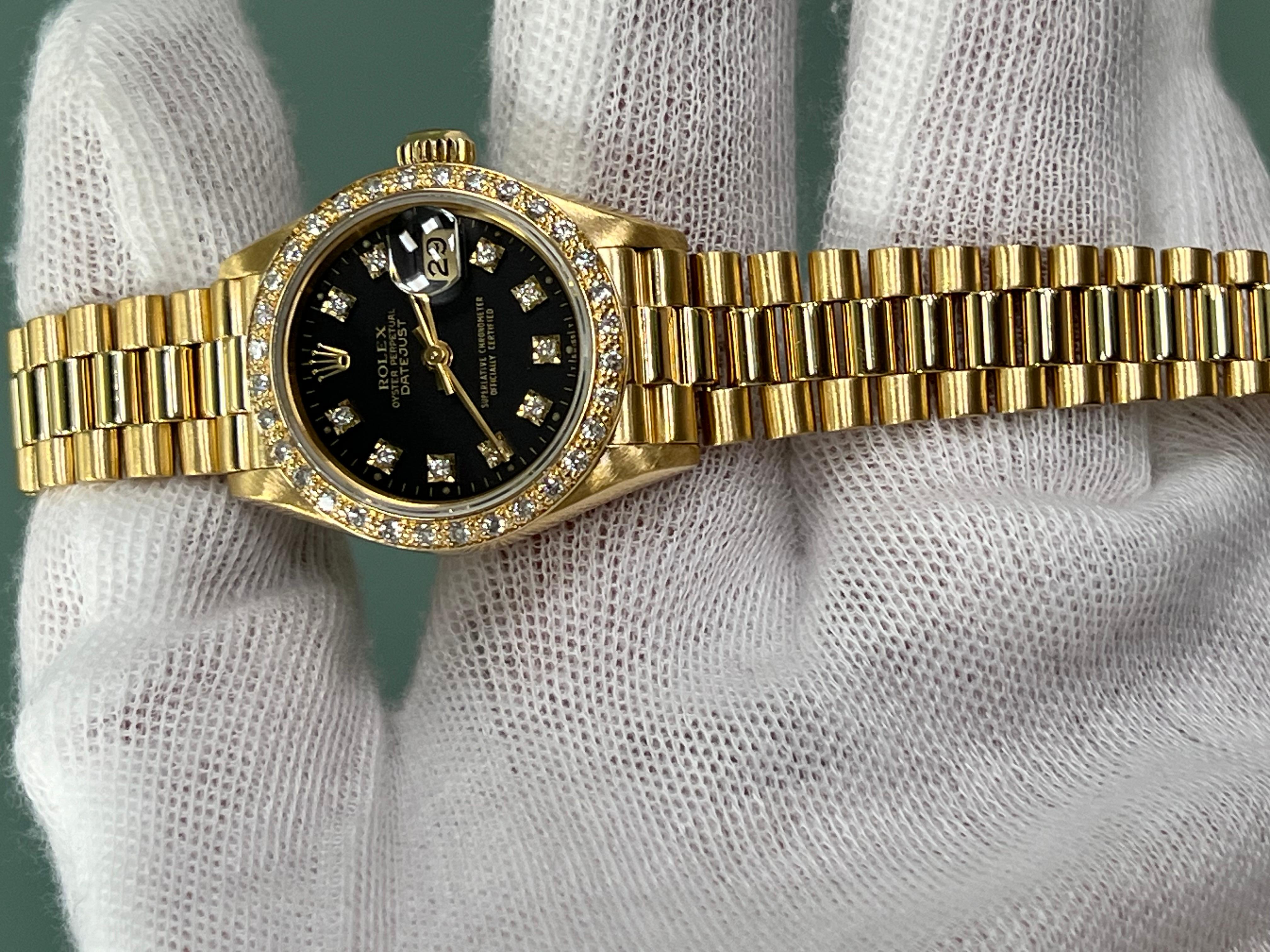 Rolex Präsident Damen 69178 Diamant Zifferblatt Diamant-Zifferblatt Diamant-Lünette 18K Gelbgold 7