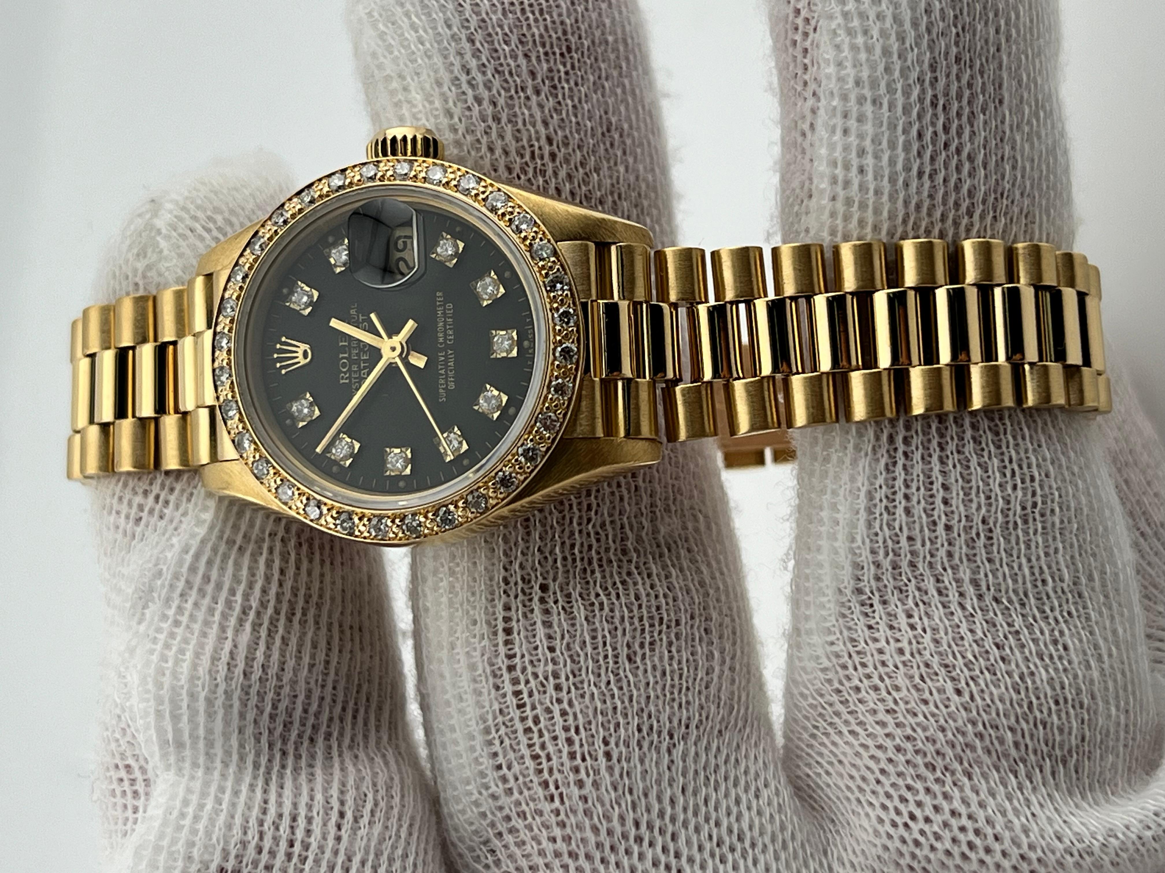 Rolex Präsident Damen 69178 Diamant Zifferblatt Diamant-Zifferblatt Diamant-Lünette 18K Gelbgold 1
