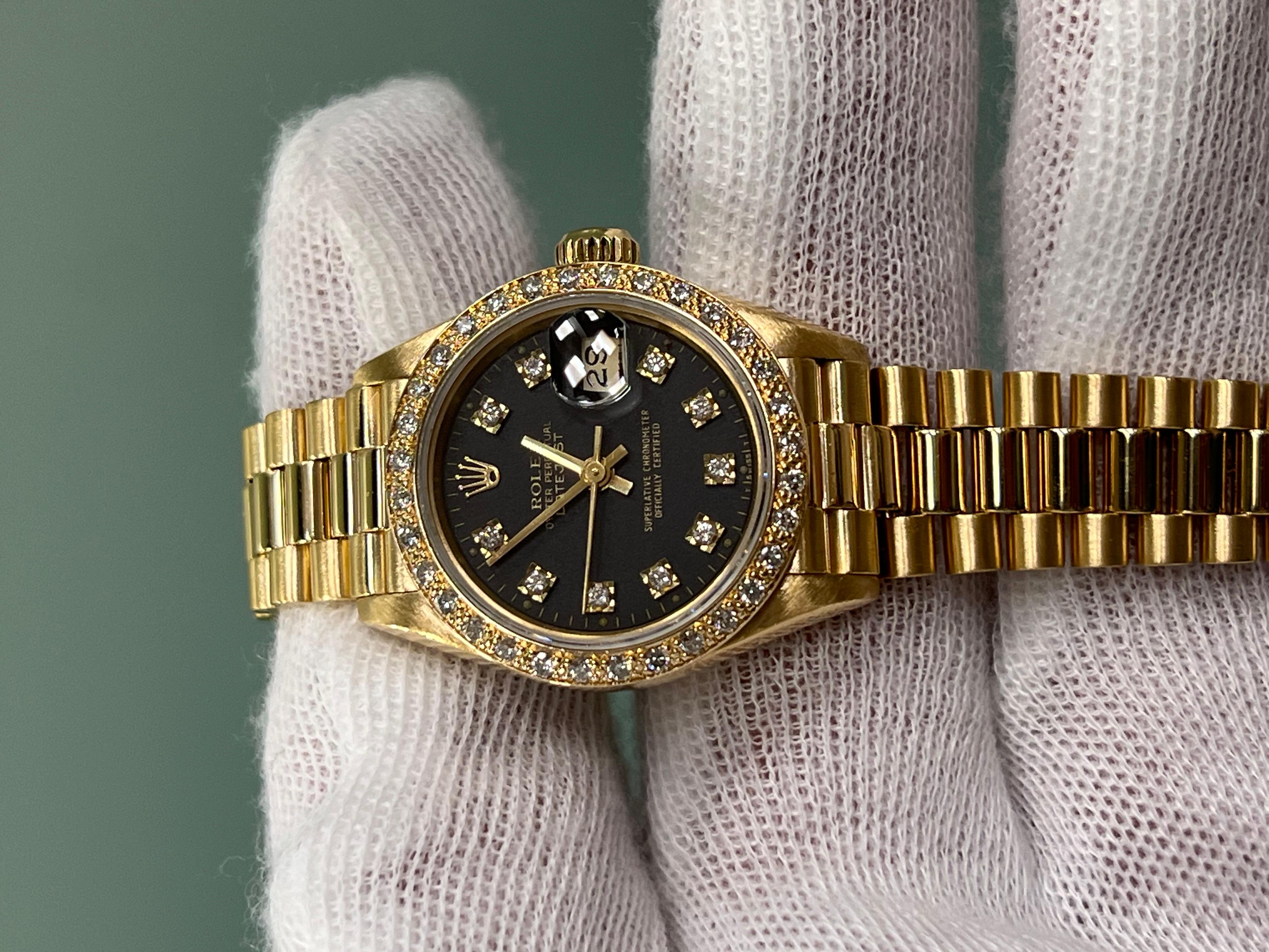 Rolex Präsident Damen 69178 Diamant Zifferblatt Diamant-Zifferblatt Diamant-Lünette 18K Gelbgold 4