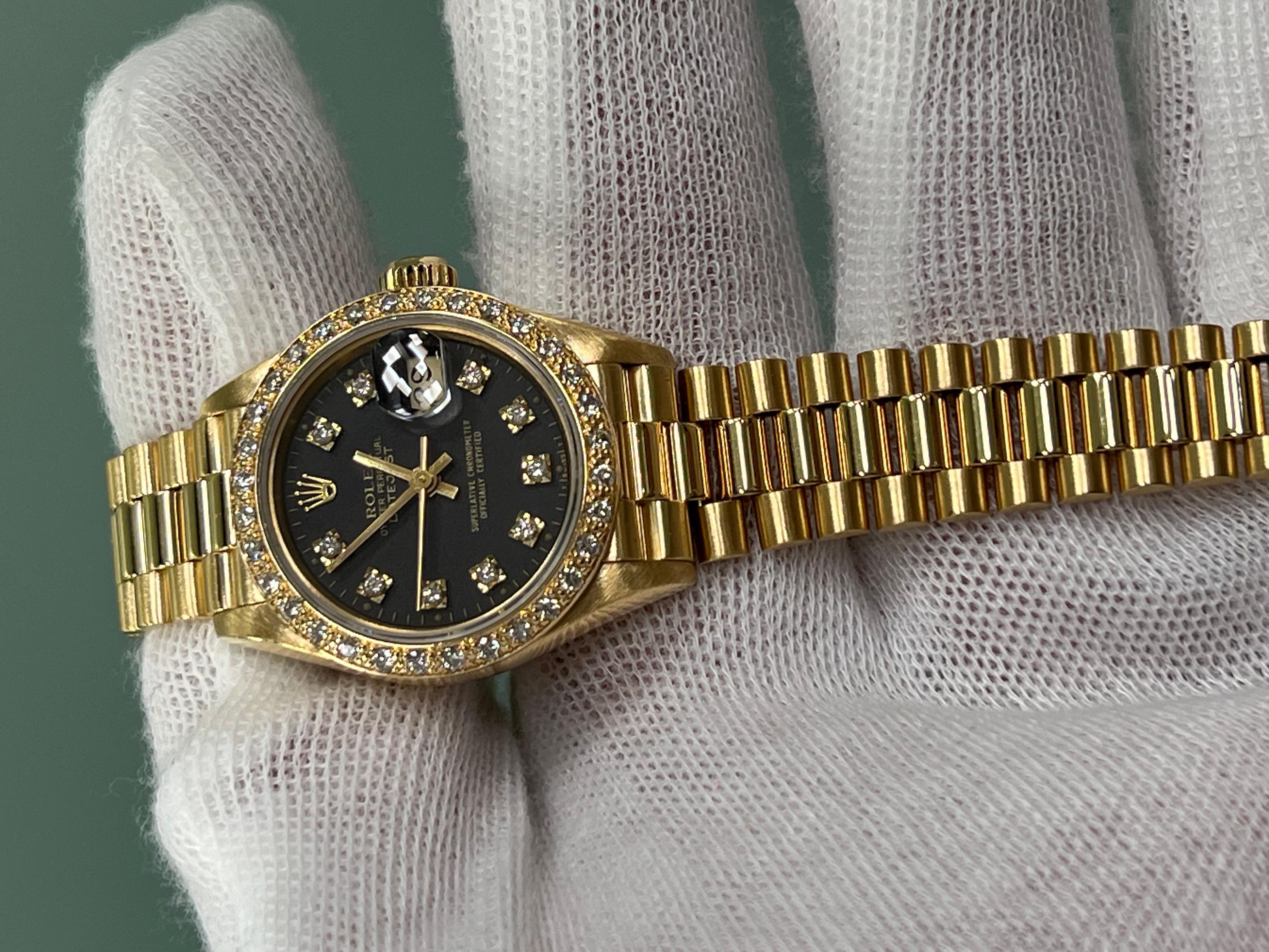 Rolex Präsident Damen 69178 Diamant Zifferblatt Diamant-Zifferblatt Diamant-Lünette 18K Gelbgold 5