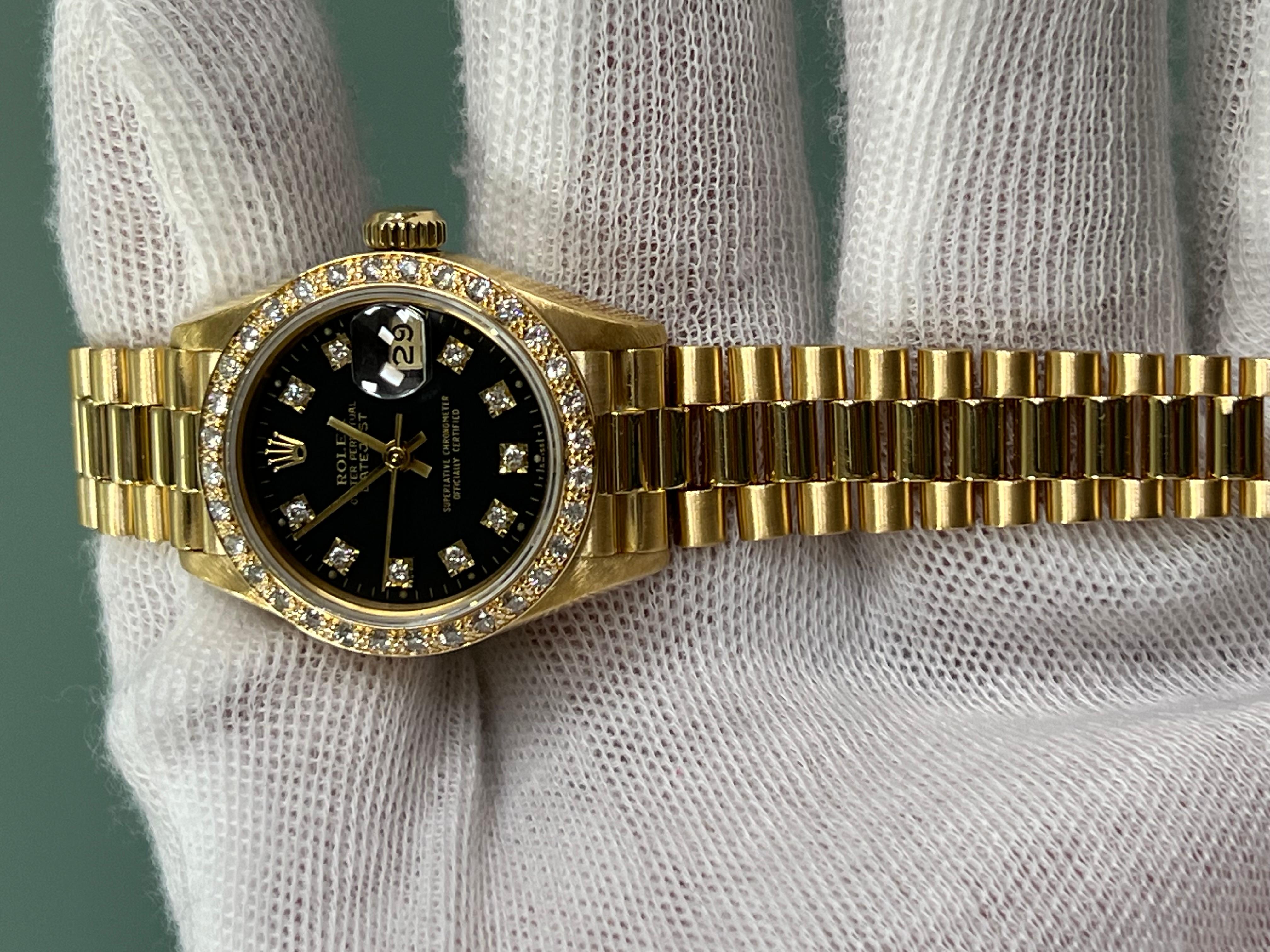 Rolex Präsident Damen 69178 Diamant Zifferblatt Diamant-Zifferblatt Diamant-Lünette 18K Gelbgold 6