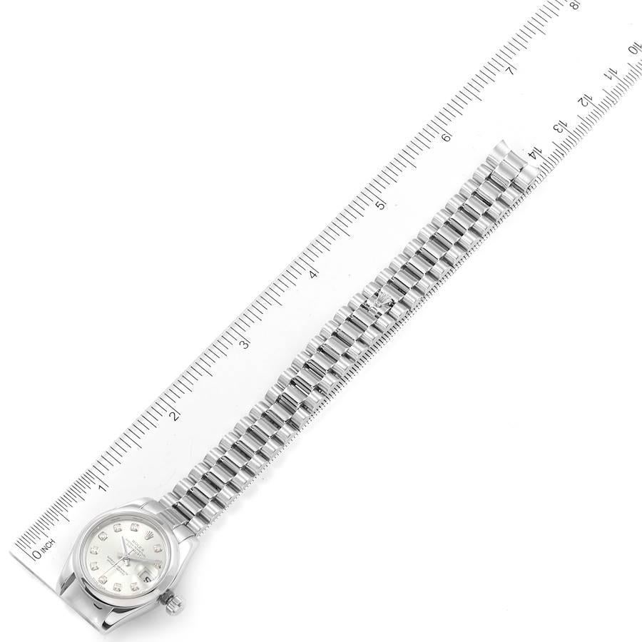 Rolex President Ladies Platinum Silver Diamond Dial Ladies Watch 179166 For Sale 3