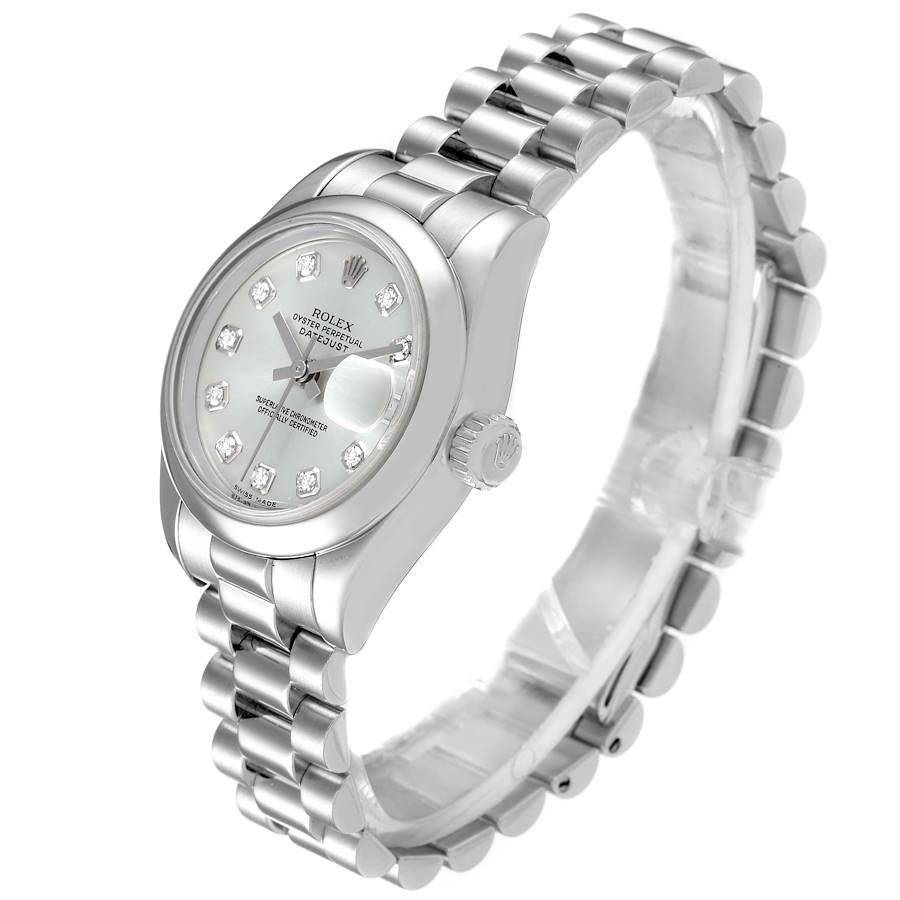 Rolex President Damenuhr 179166, Platin Silber Diamant Zifferblatt Damenuhr im Angebot 1