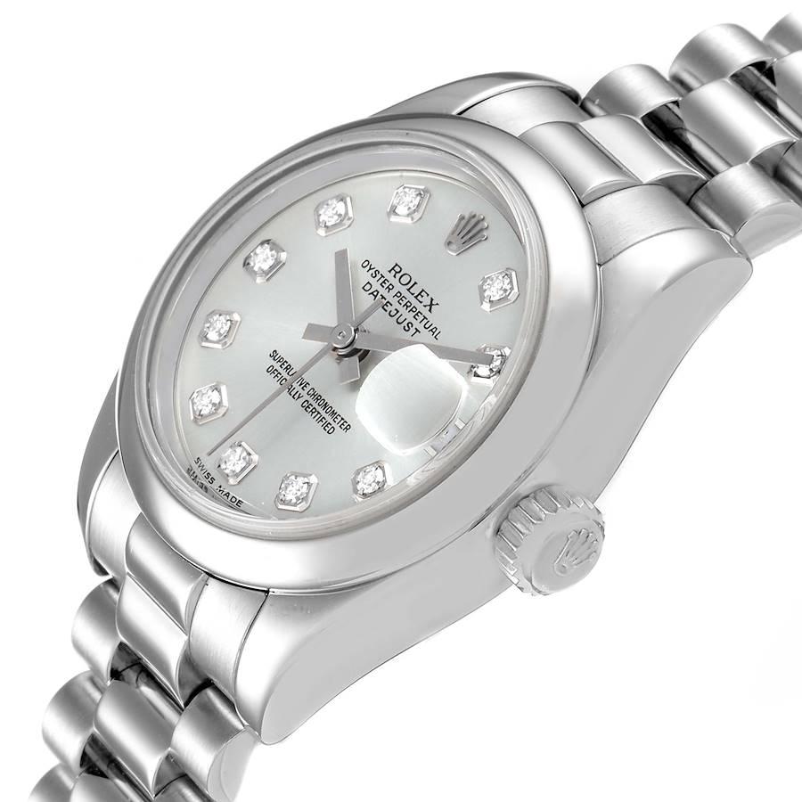 Rolex President Montre pour femmes avec cadran en platine, argent et diamants 179166 en vente 1
