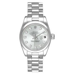 Rolex President Damenuhr 179166, Platin Silber Diamant Zifferblatt Damenuhr