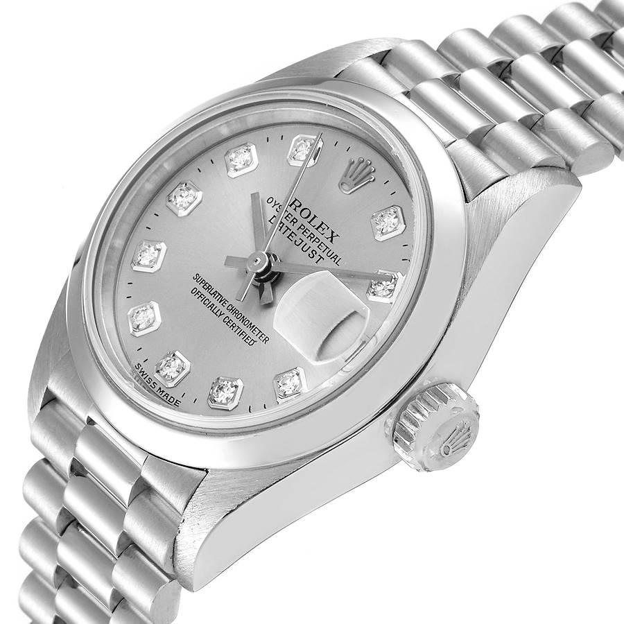 Rolex President Ladies Platinum Silver Diamond Dial Watch 79166 Box Papers 1