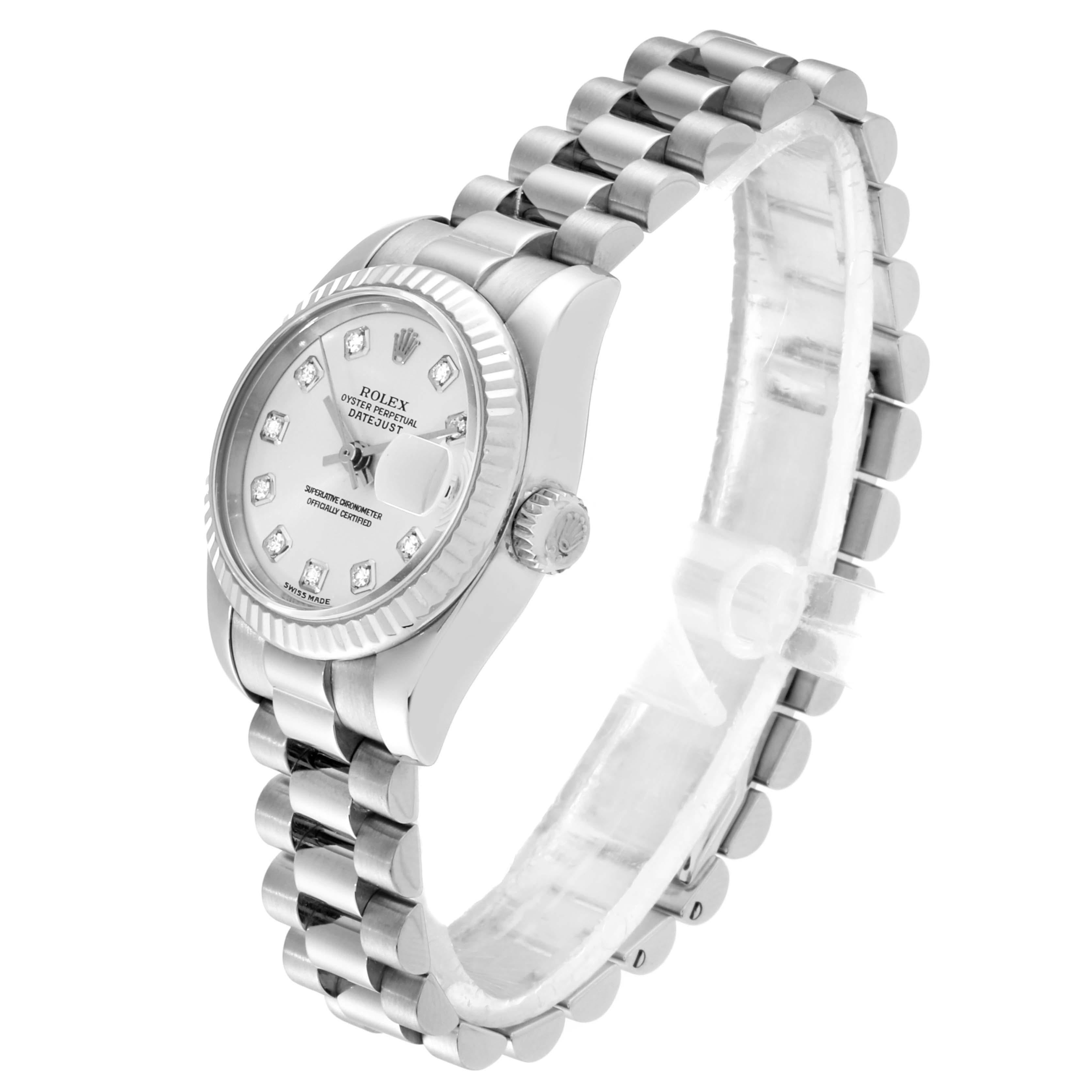 Women's Rolex President Ladies White Gold Diamond Ladies Watch 179179 Box Papers For Sale